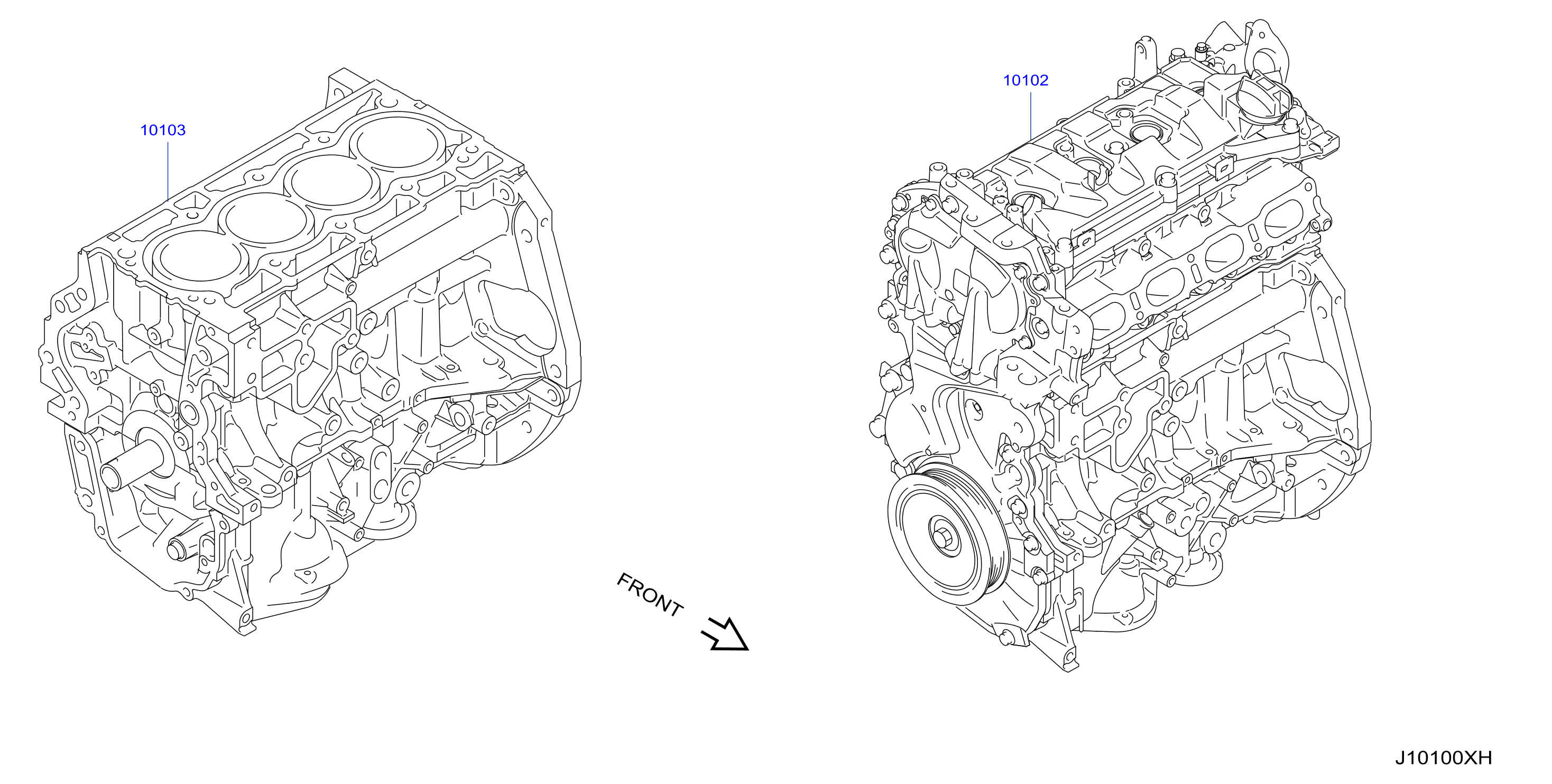 Diagram MOTOR DESNUDO Y CORTO for your 2012 Nissan Juke UPPER  