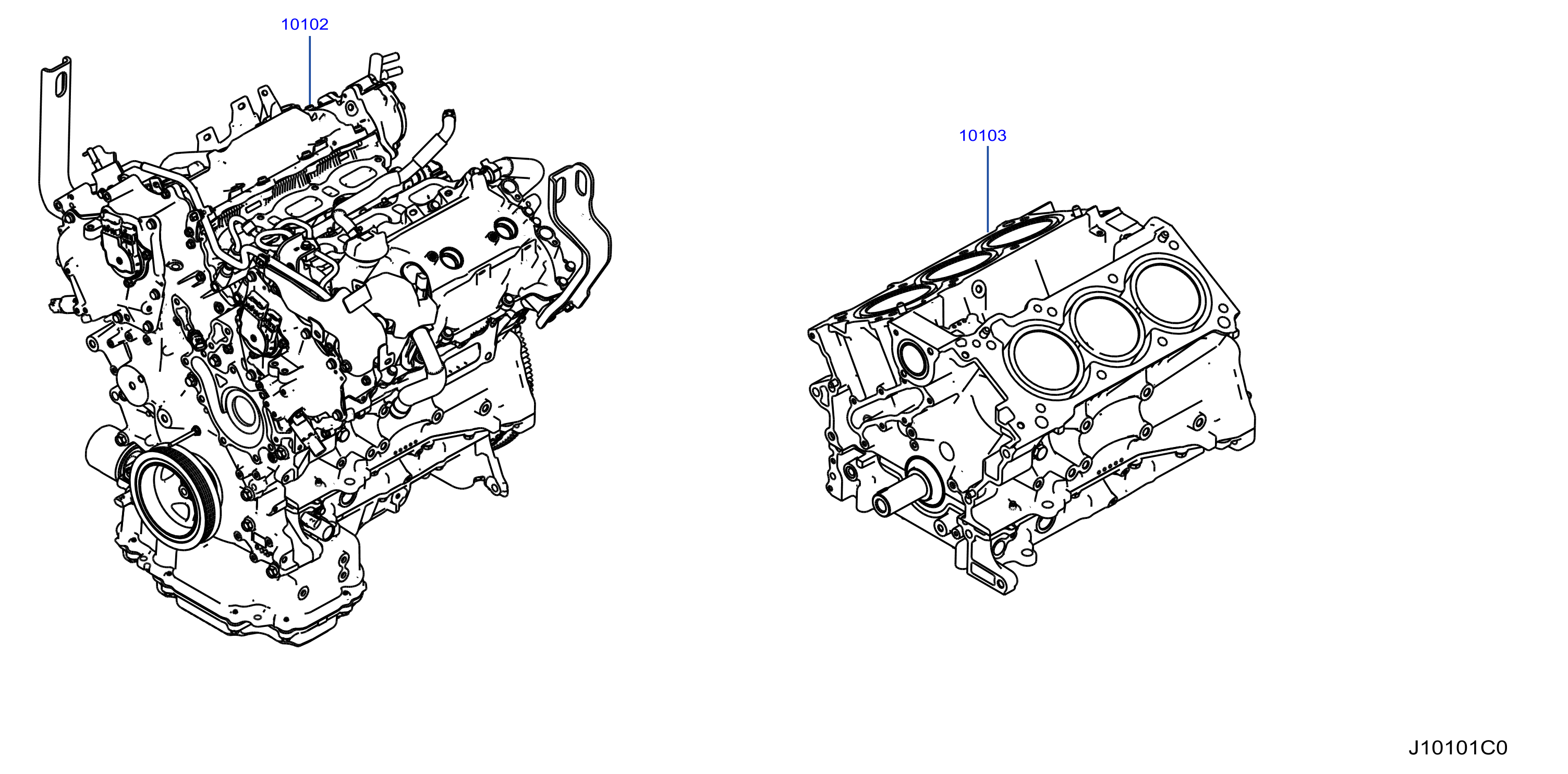 Infiniti Q60 Engine Short. OUTPUT, HI, LOW - 10103-5CH2A - Genuine 