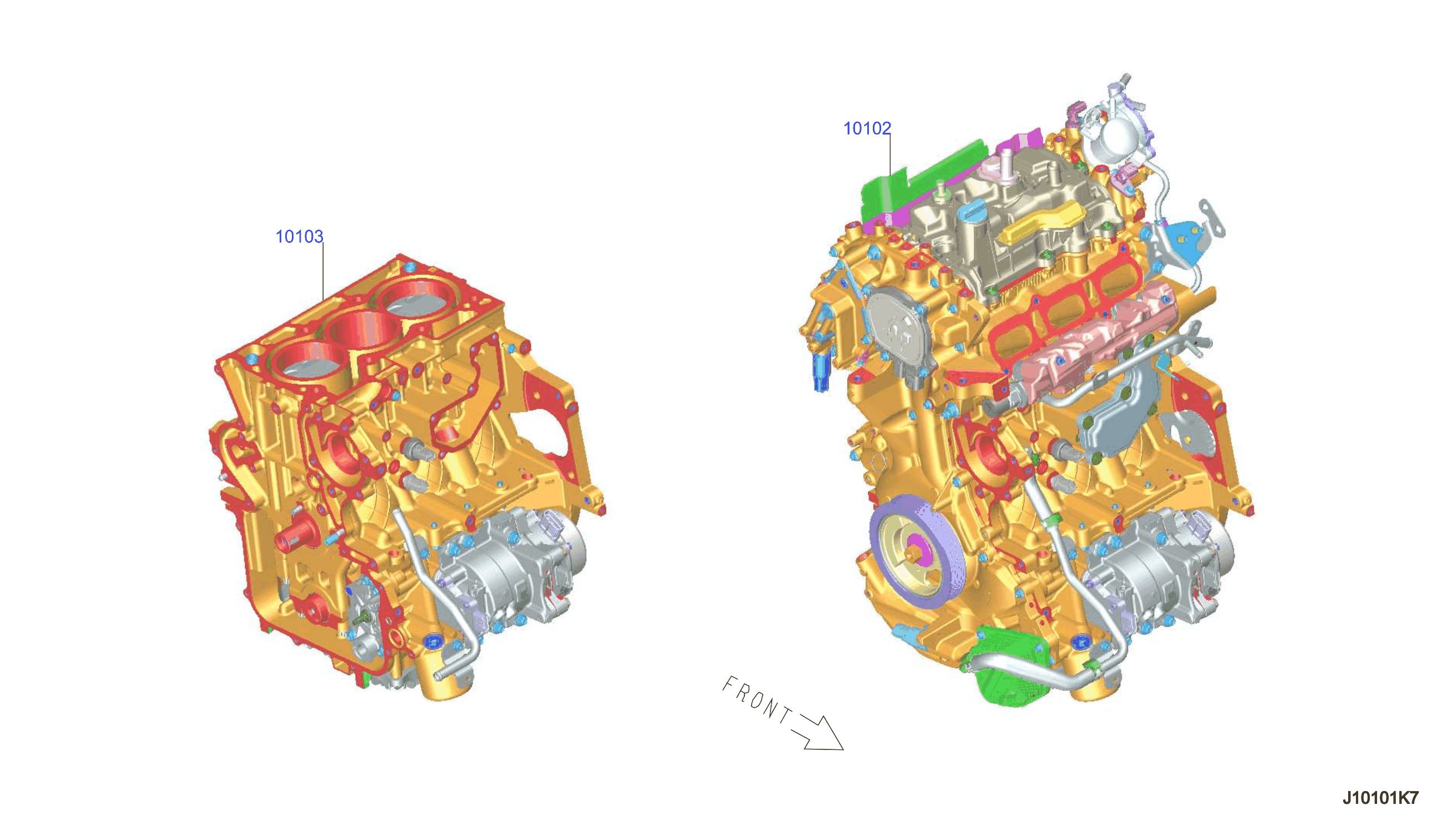Diagram BARE & SHORT ENGINE for your 2023 Nissan Rogue   