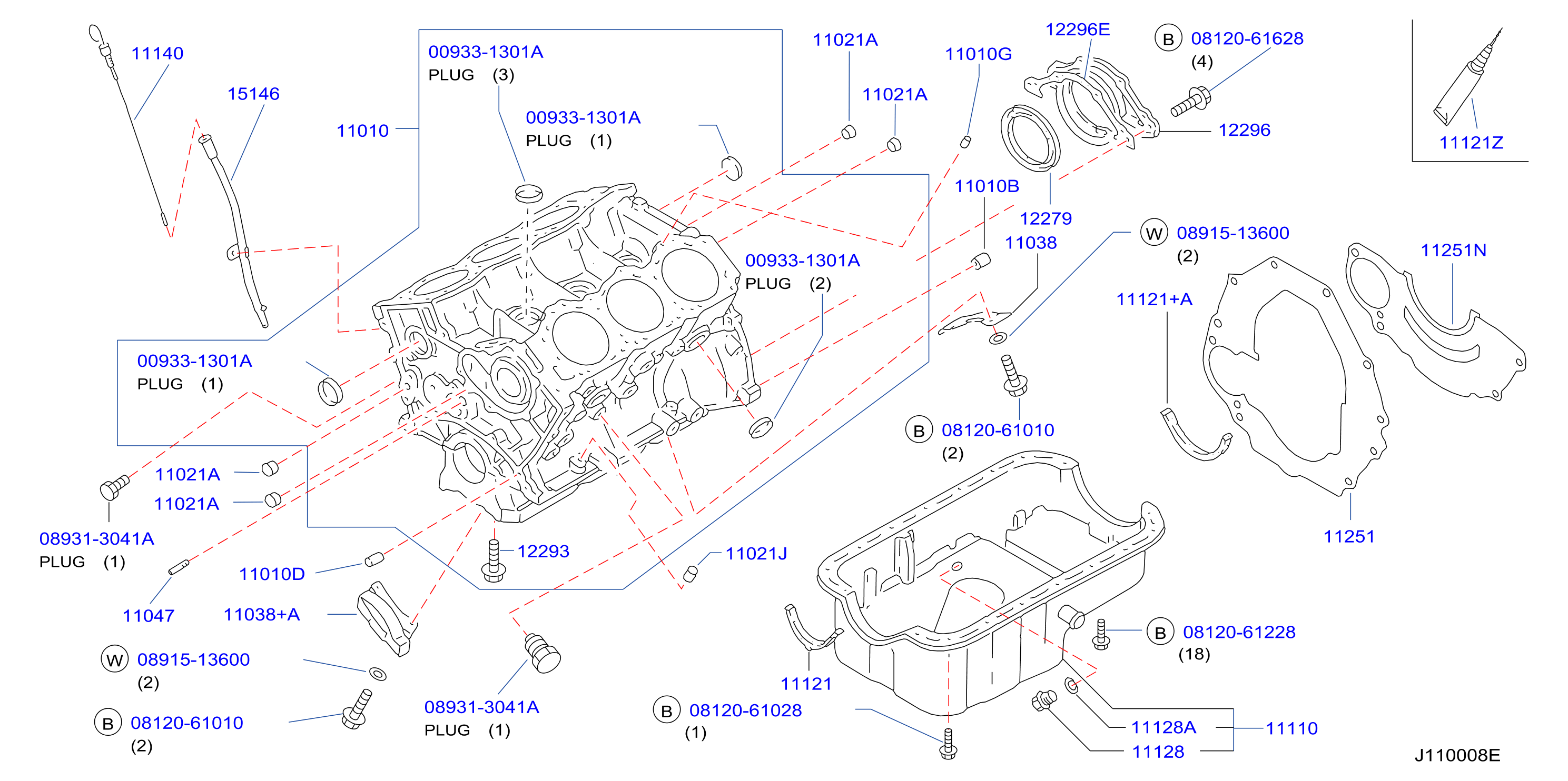 Diagram BLOQUE DE CILINDROS Y COLECTOR DE ACEITE for your 2011 Nissan 370Z   