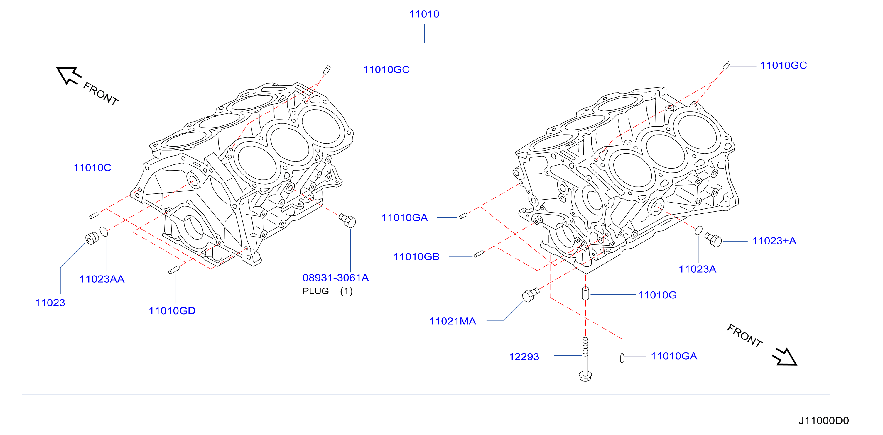 Diagram CYLINDER BLOCK & OIL PAN for your 2017 Nissan Frontier King Cab LE  