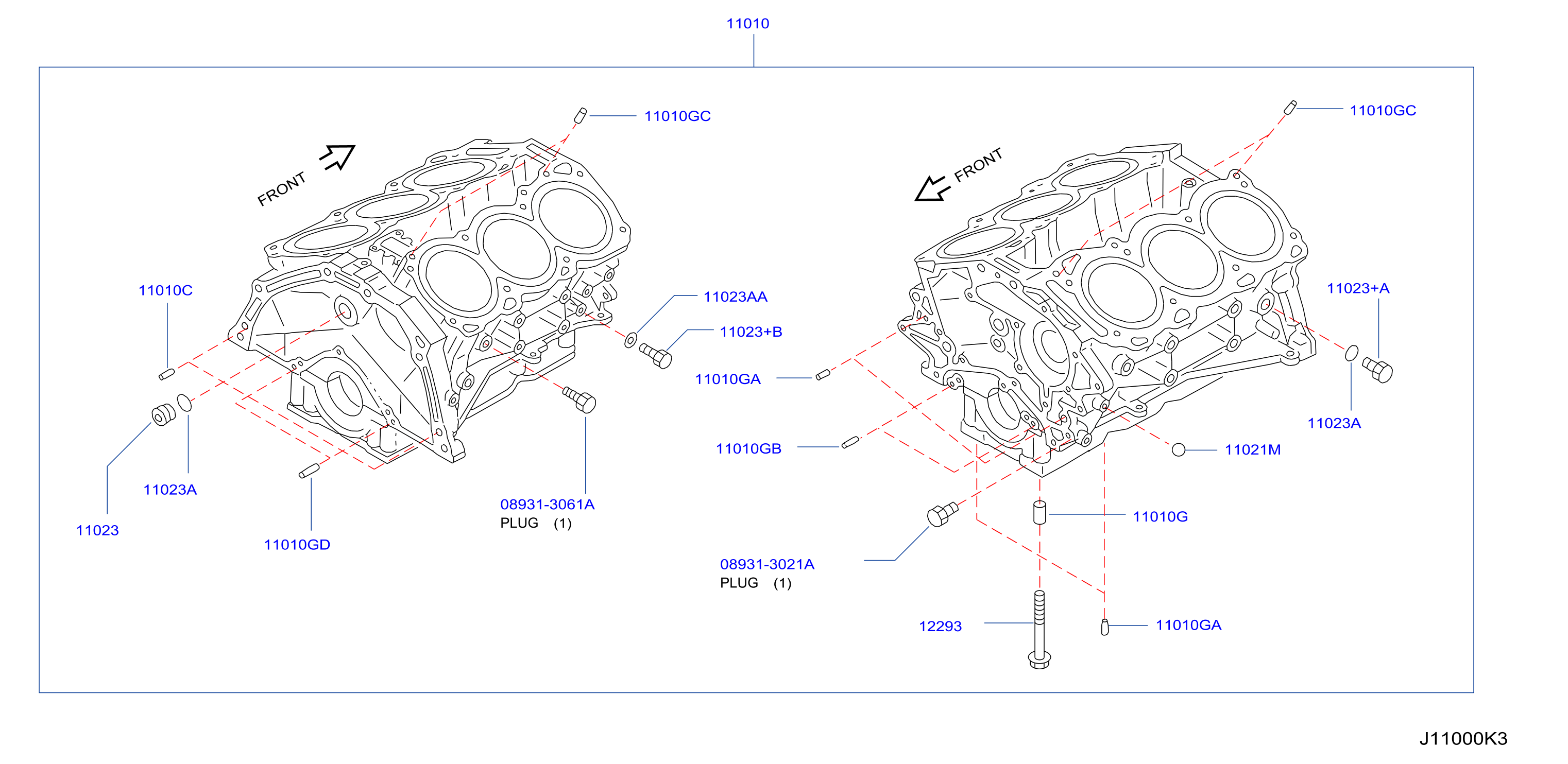 Diagram CYLINDER BLOCK & OIL PAN for your 2004 INFINITI FX35   
