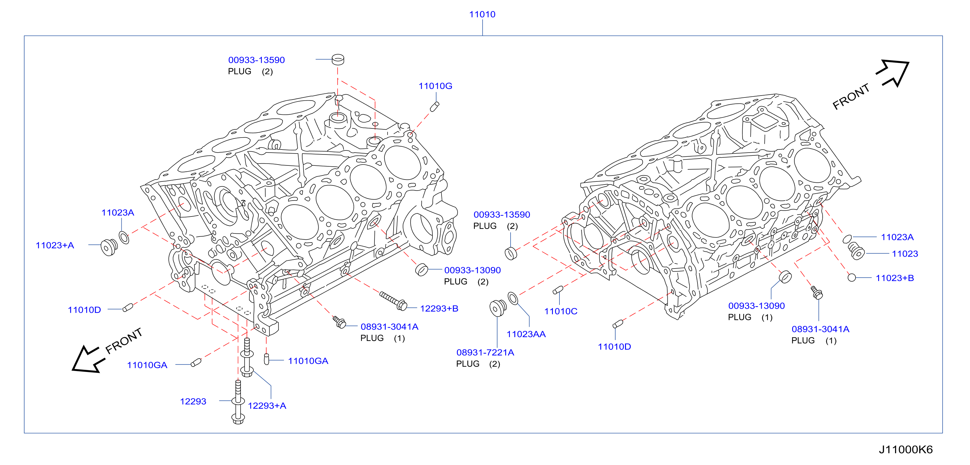 Diagram BLOQUE DE CILINDROS Y COLECTOR DE ACEITE for your 2017 INFINITI JX35 MID  