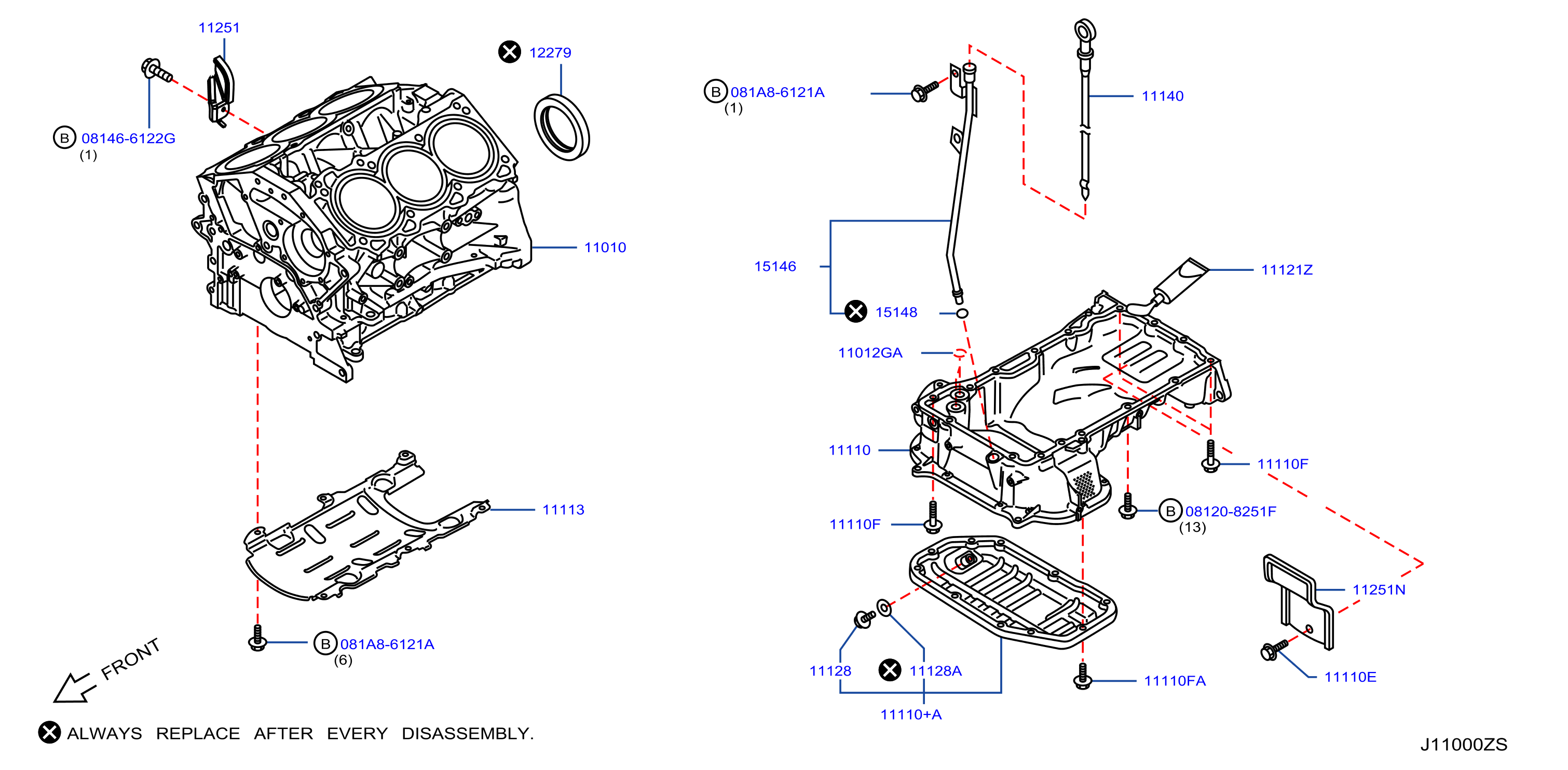 Diagram BLOQUE DE CILINDROS Y COLECTOR DE ACEITE for your 2015 INFINITI M56 PREMIUM 3.7L V6 AT 4WD 
