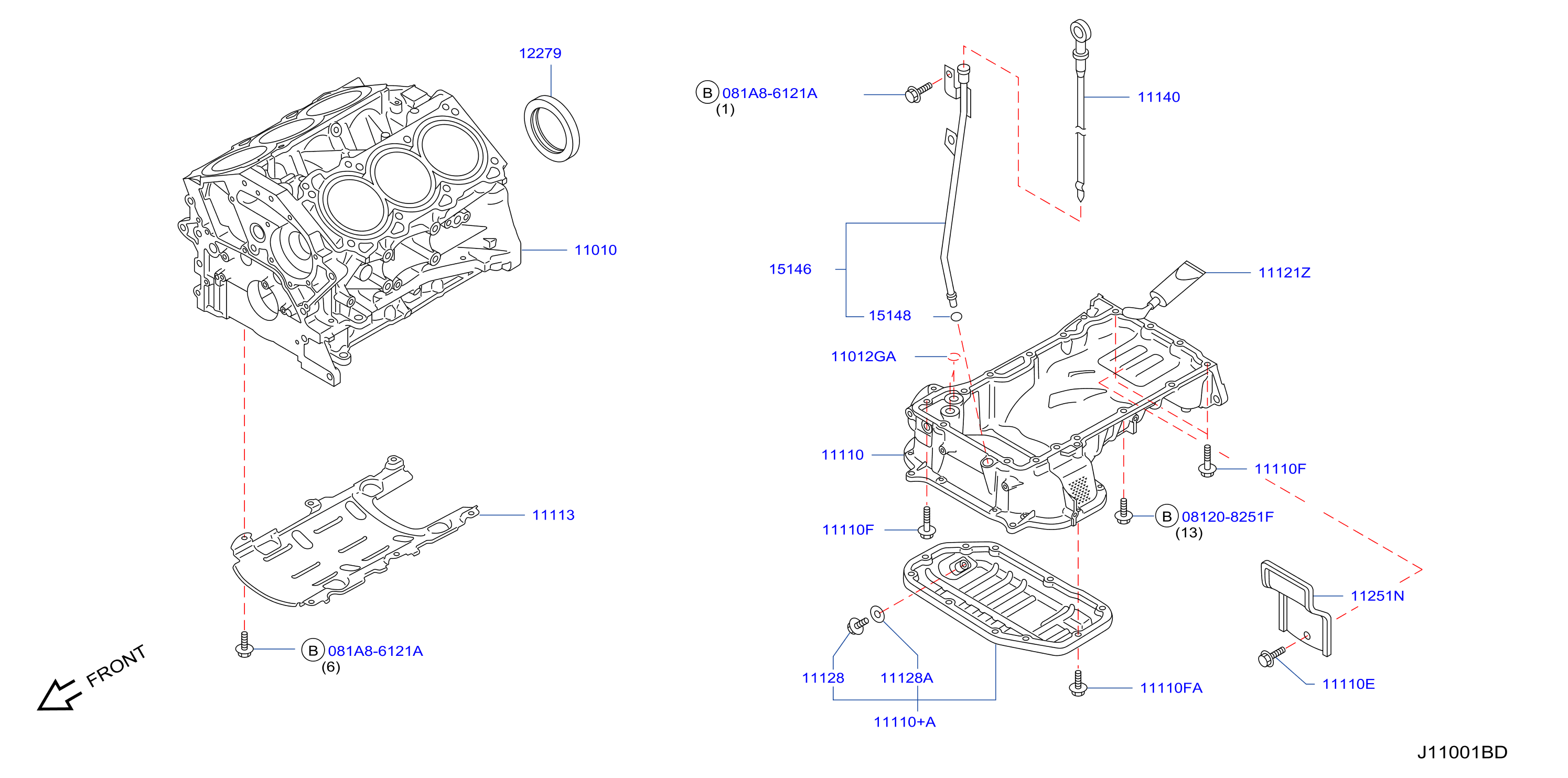Diagram BLOQUE DE CILINDROS Y COLECTOR DE ACEITE for your 2015 INFINITI M56 PREMIUM 3.7L V6 AT 4WD 