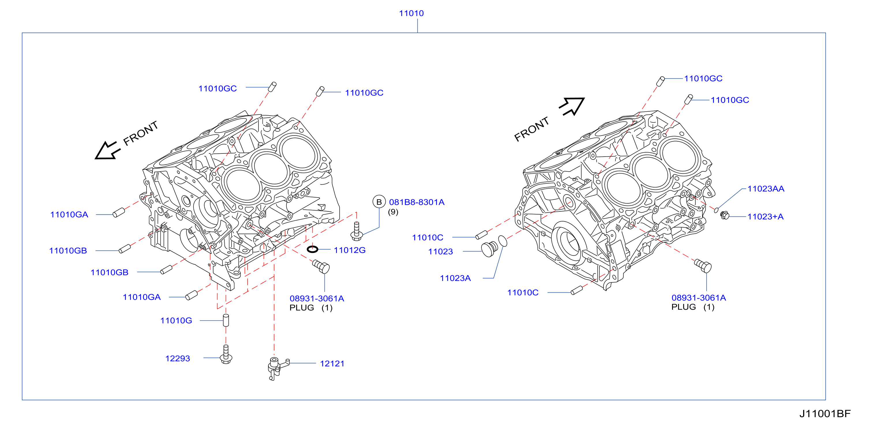 Diagram CYLINDER BLOCK & OIL PAN for your 2005 INFINITI FX35   