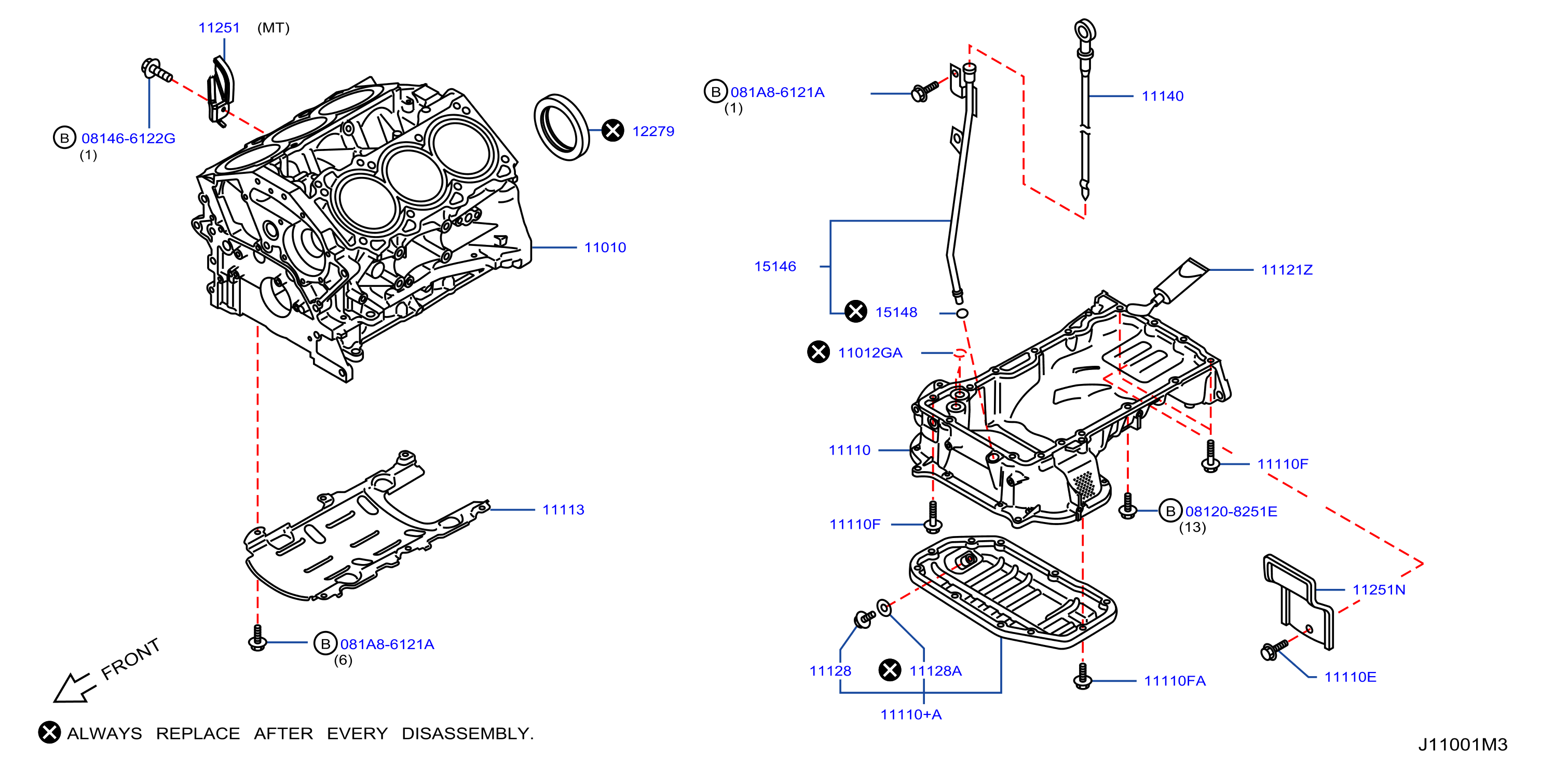 Diagram CYLINDER BLOCK & OIL PAN for your 2006 INFINITI M45   