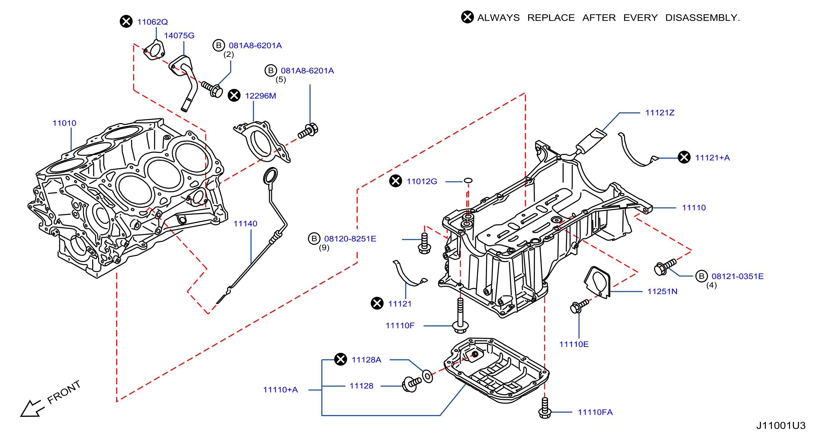 Diagram CYLINDER BLOCK & OIL PAN for your 2011 INFINITI M37   