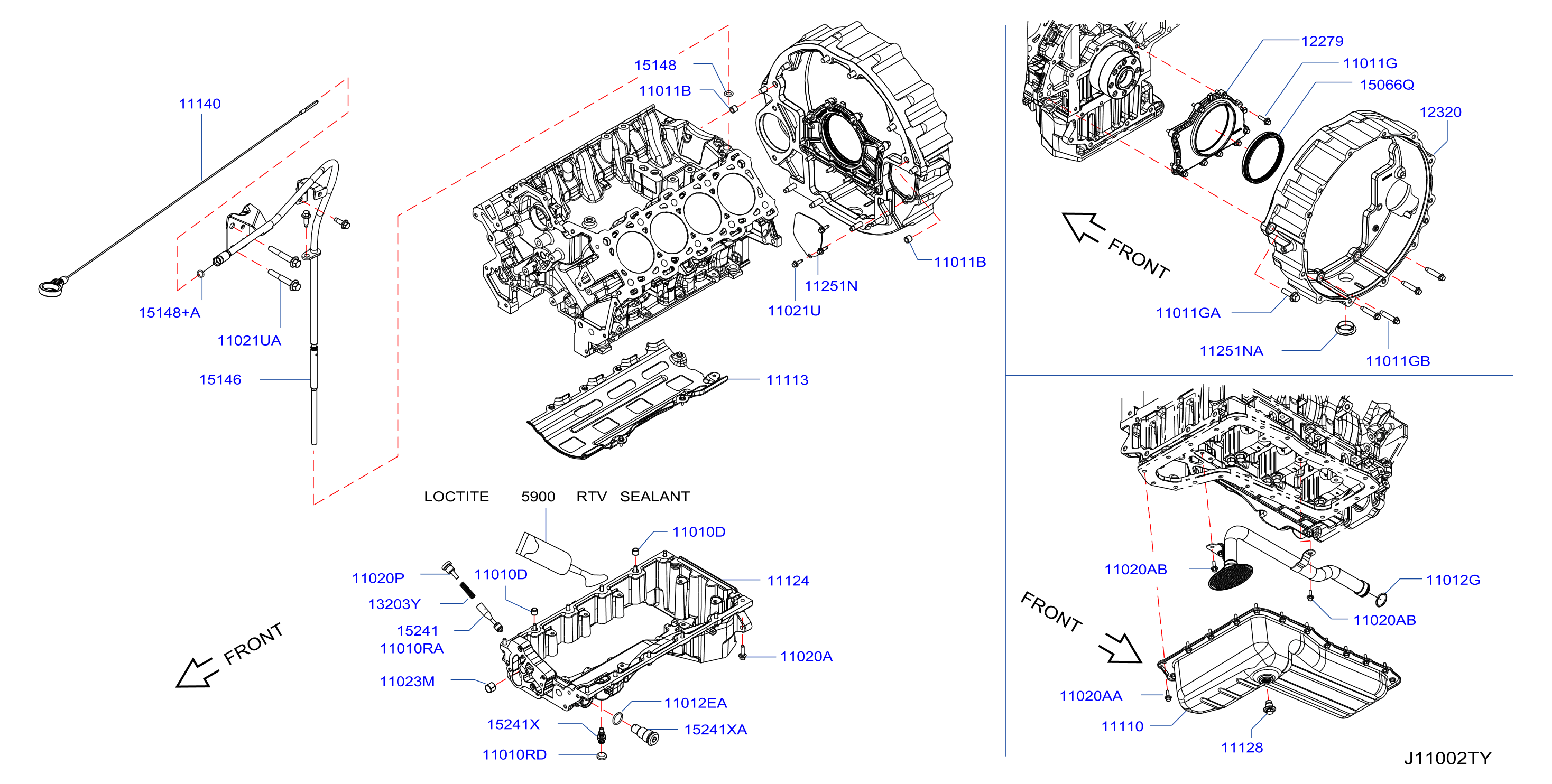 Diagram CYLINDER BLOCK & OIL PAN for your Nissan Titan  