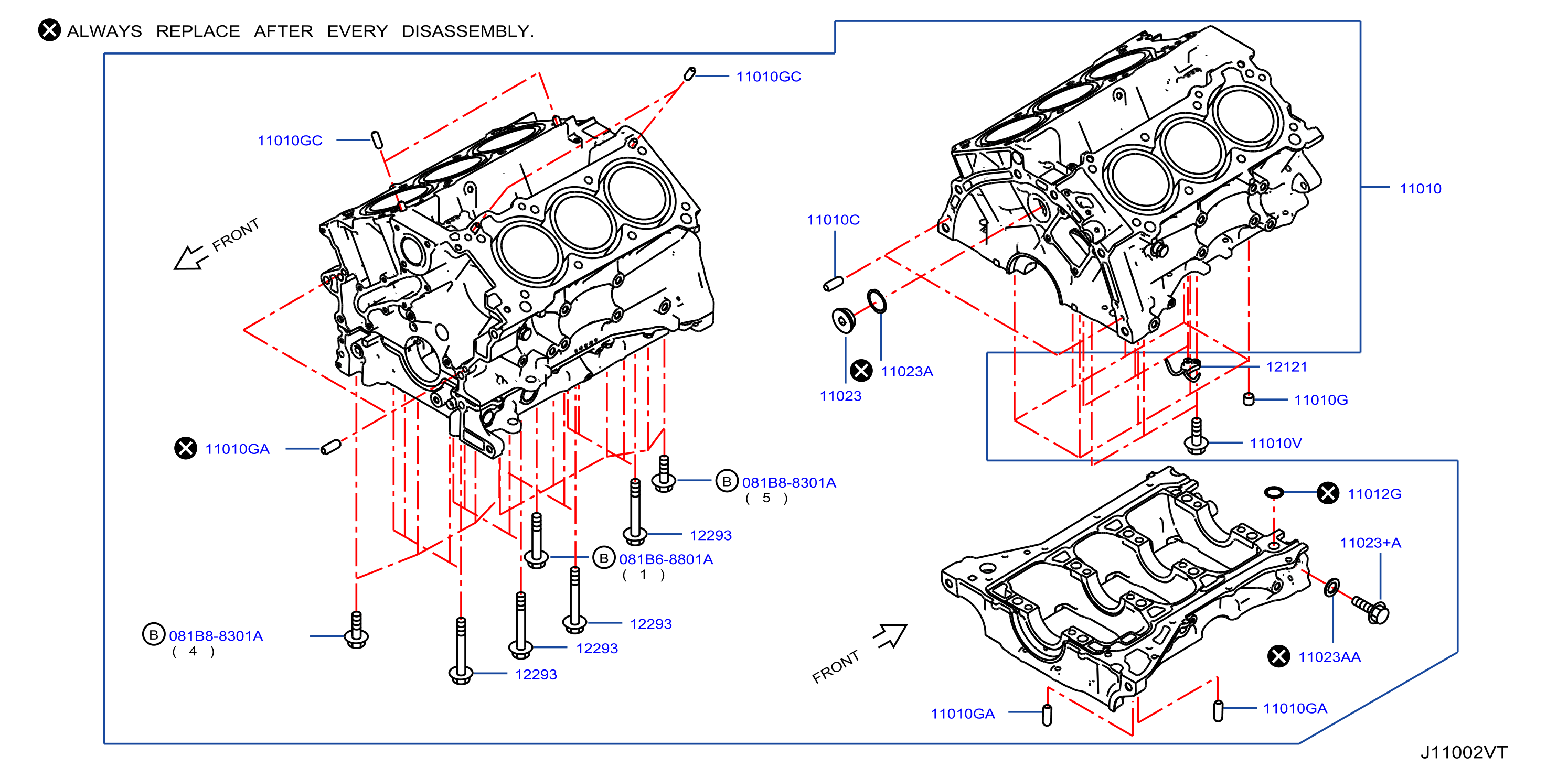 Diagram BLOQUE DE CILINDROS Y COLECTOR DE ACEITE for your 2019 INFINITI Q50 Sedan 3.0L AT 4WD 
