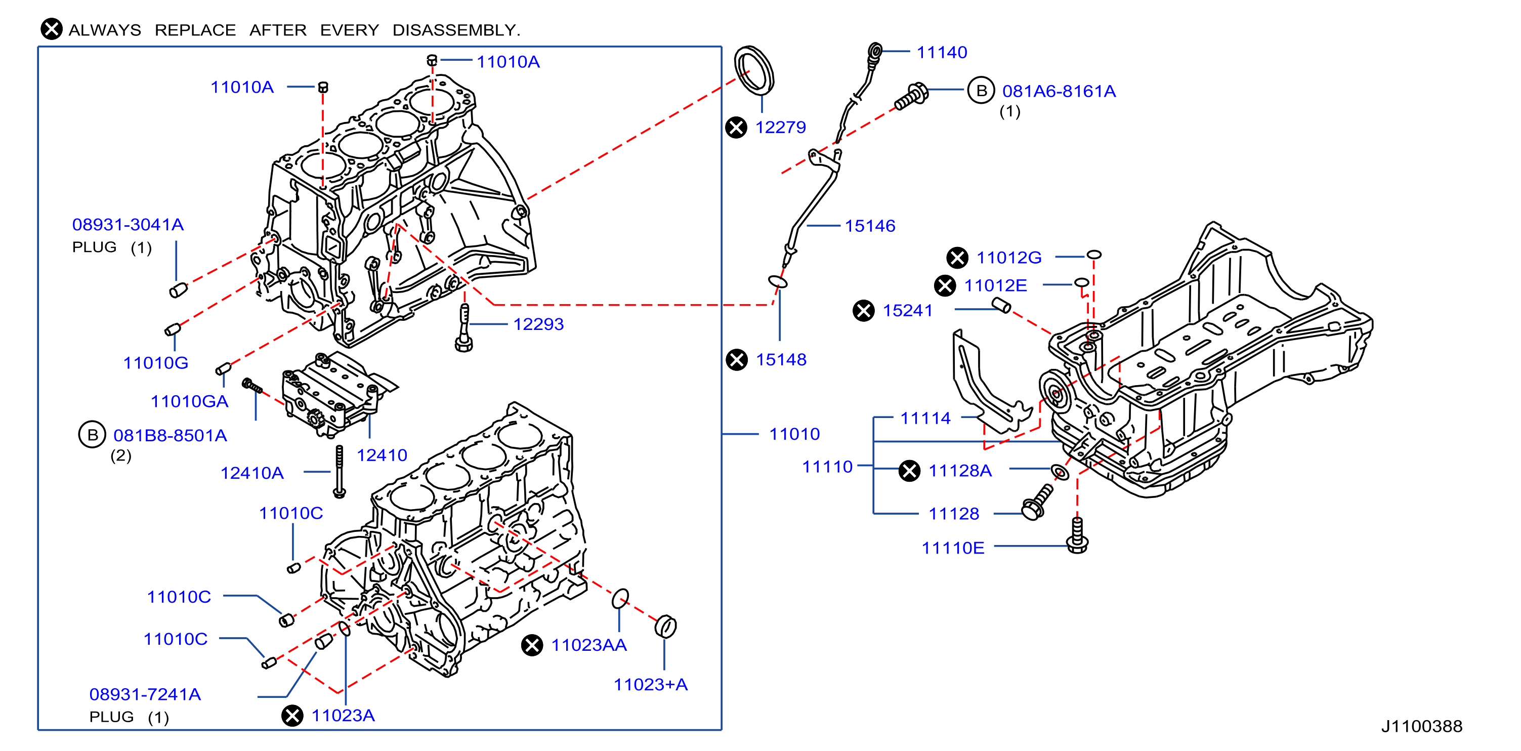 Diagram BLOQUE DE CILINDROS Y COLECTOR DE ACEITE for your Nissan