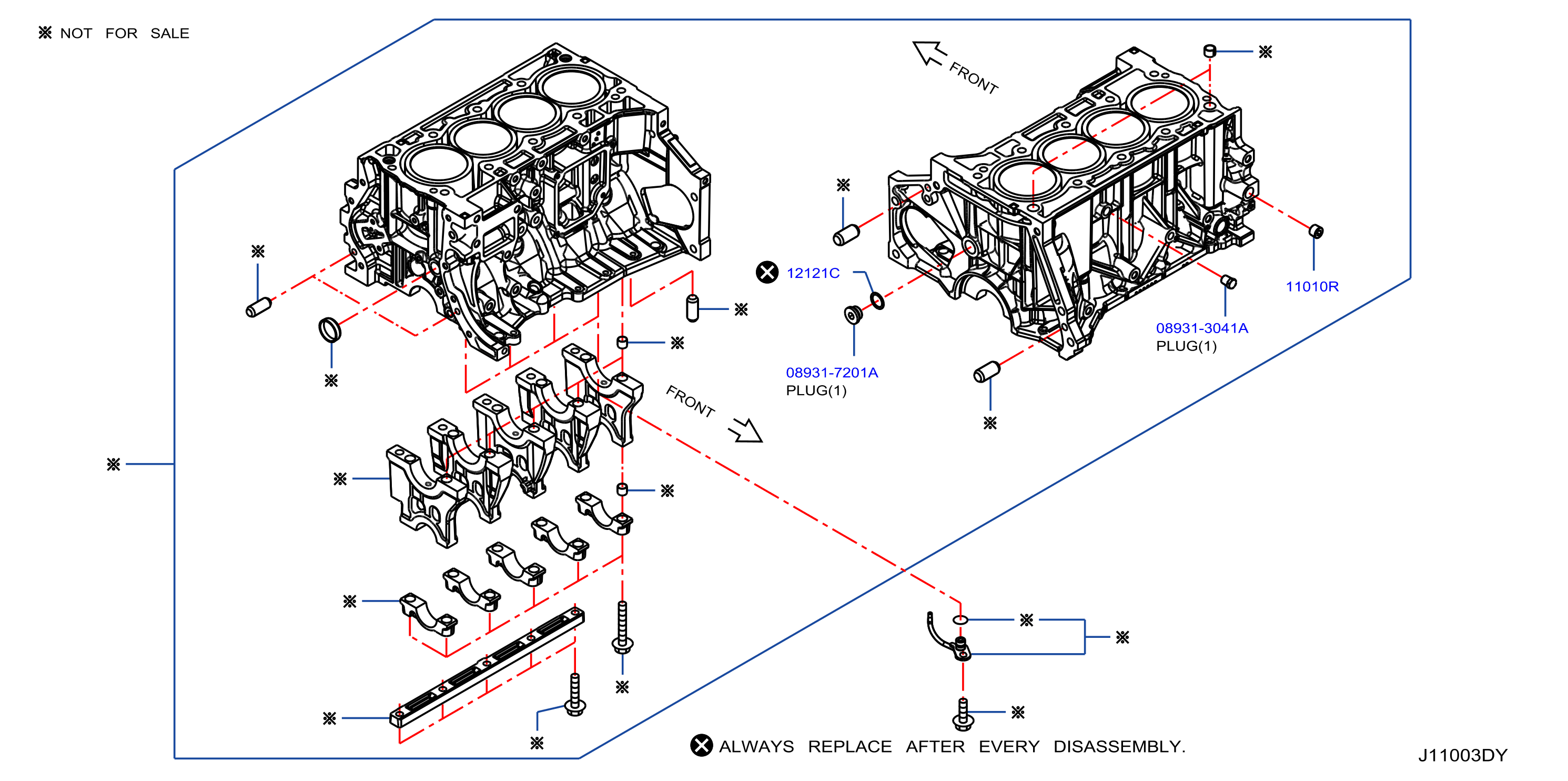 Diagram CYLINDER BLOCK & OIL PAN for your 2019 Nissan NV (High Roof / Standard Roof)   