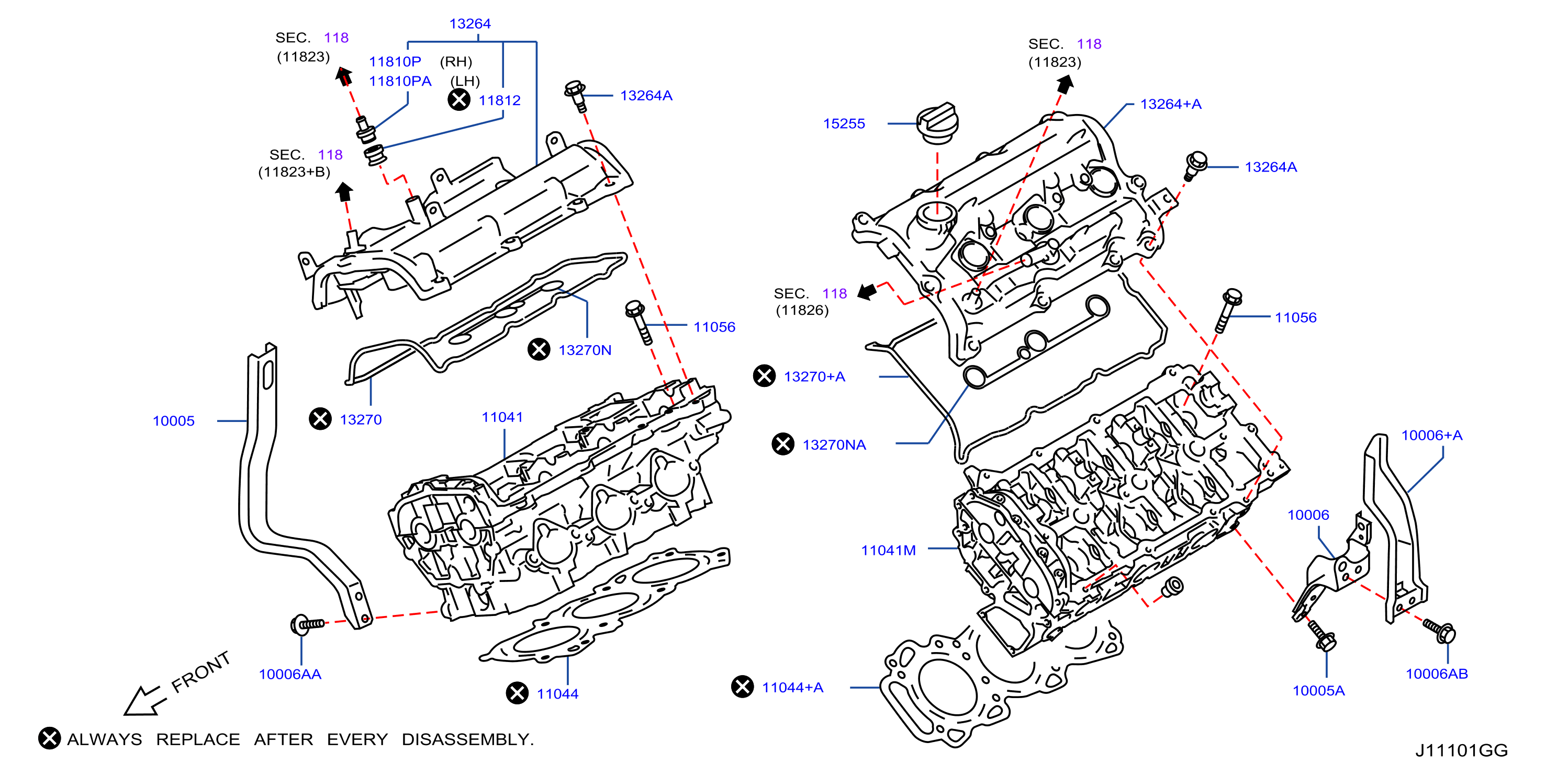 Diagram CYLINDER HEAD & ROCKER COVER for your 2023 Nissan Pathfinder   