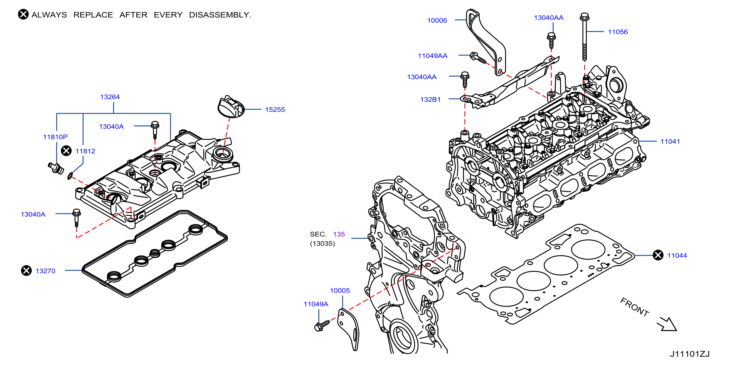 Diagram CYLINDER HEAD & ROCKER COVER for your 2010 Nissan Altima SEDAN SR GRDAE 3.5L V6 CVT 