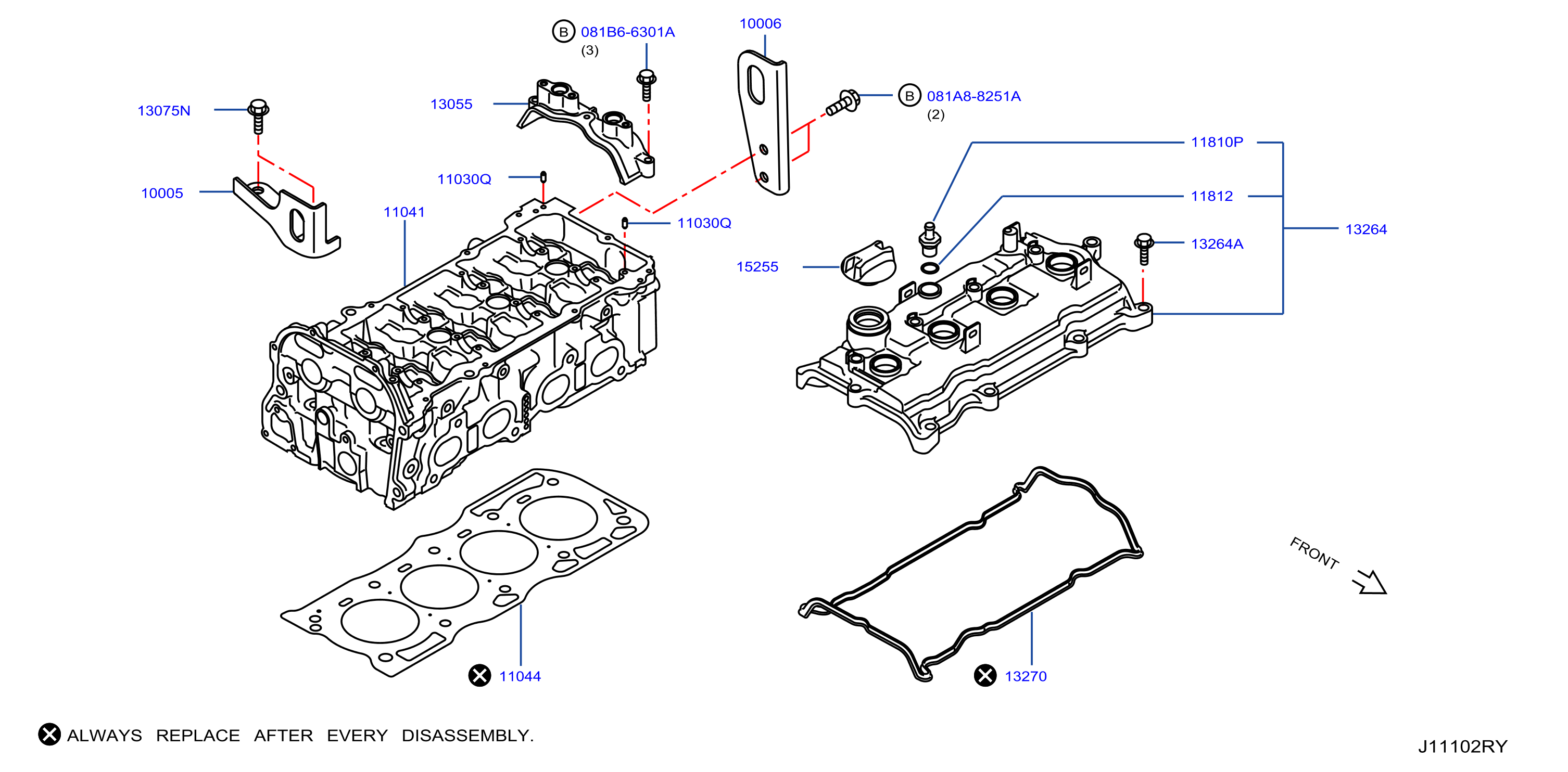 Diagram CYLINDER HEAD & ROCKER COVER for your Nissan