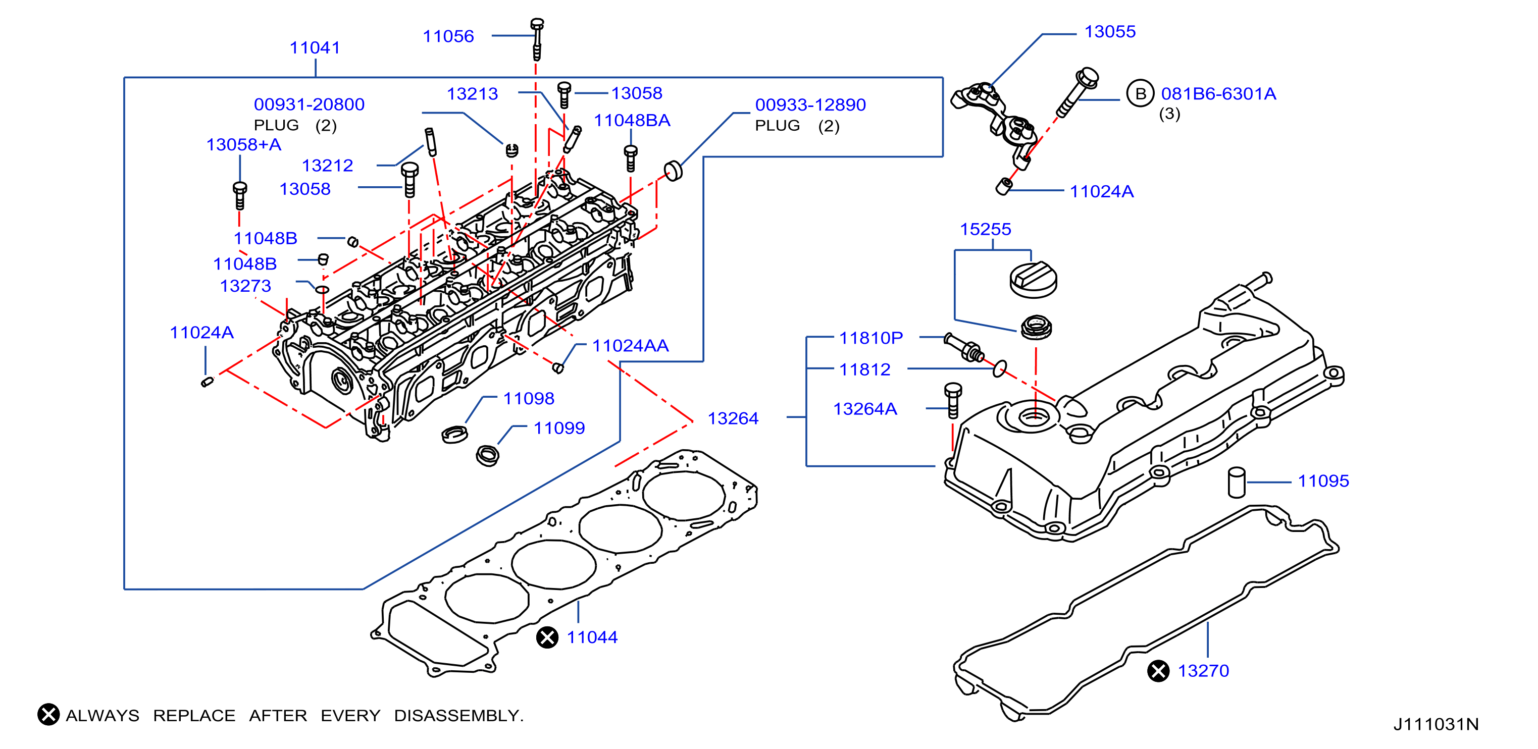 Diagram CYLINDER HEAD & ROCKER COVER for your 2010 Nissan Altima SEDAN SR GRDAE 3.5L V6 CVT 