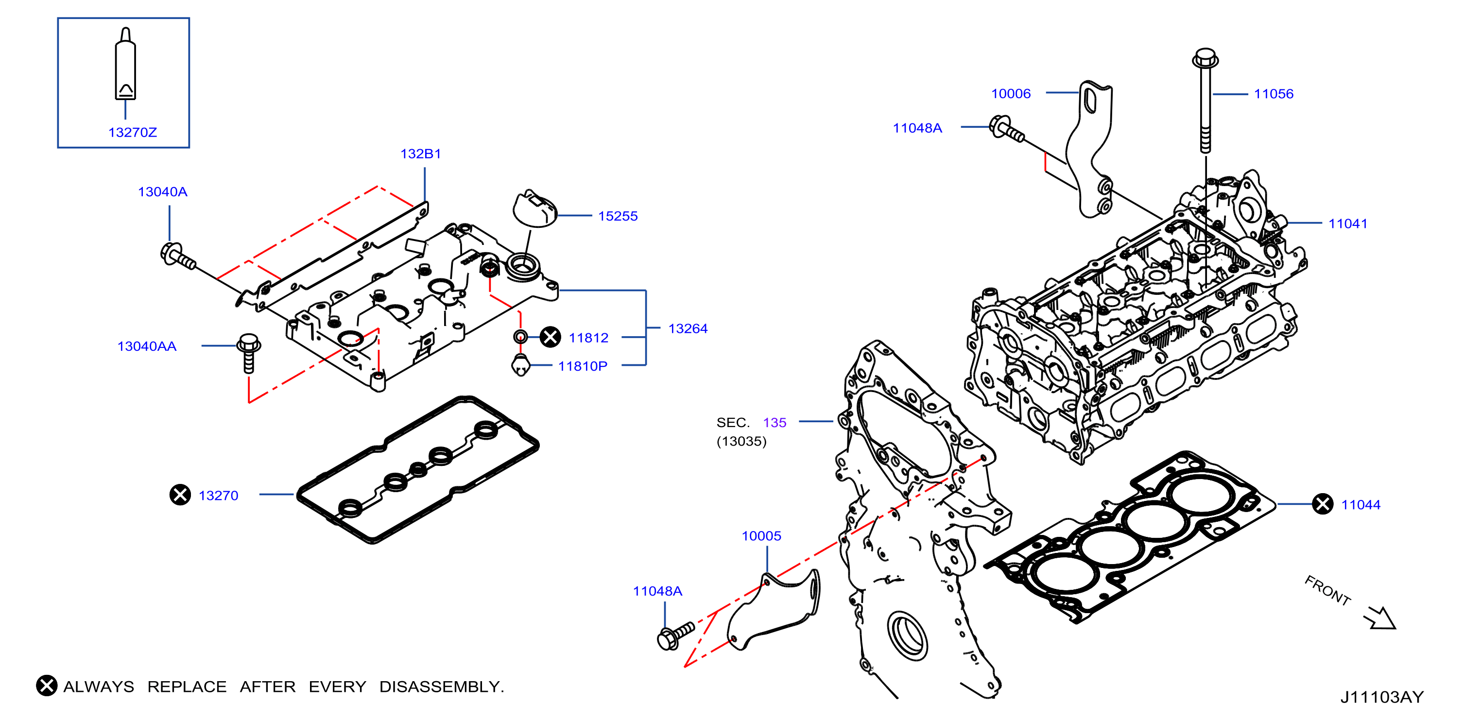 Diagram CYLINDER HEAD & ROCKER COVER for your 2003 INFINITI FX35   