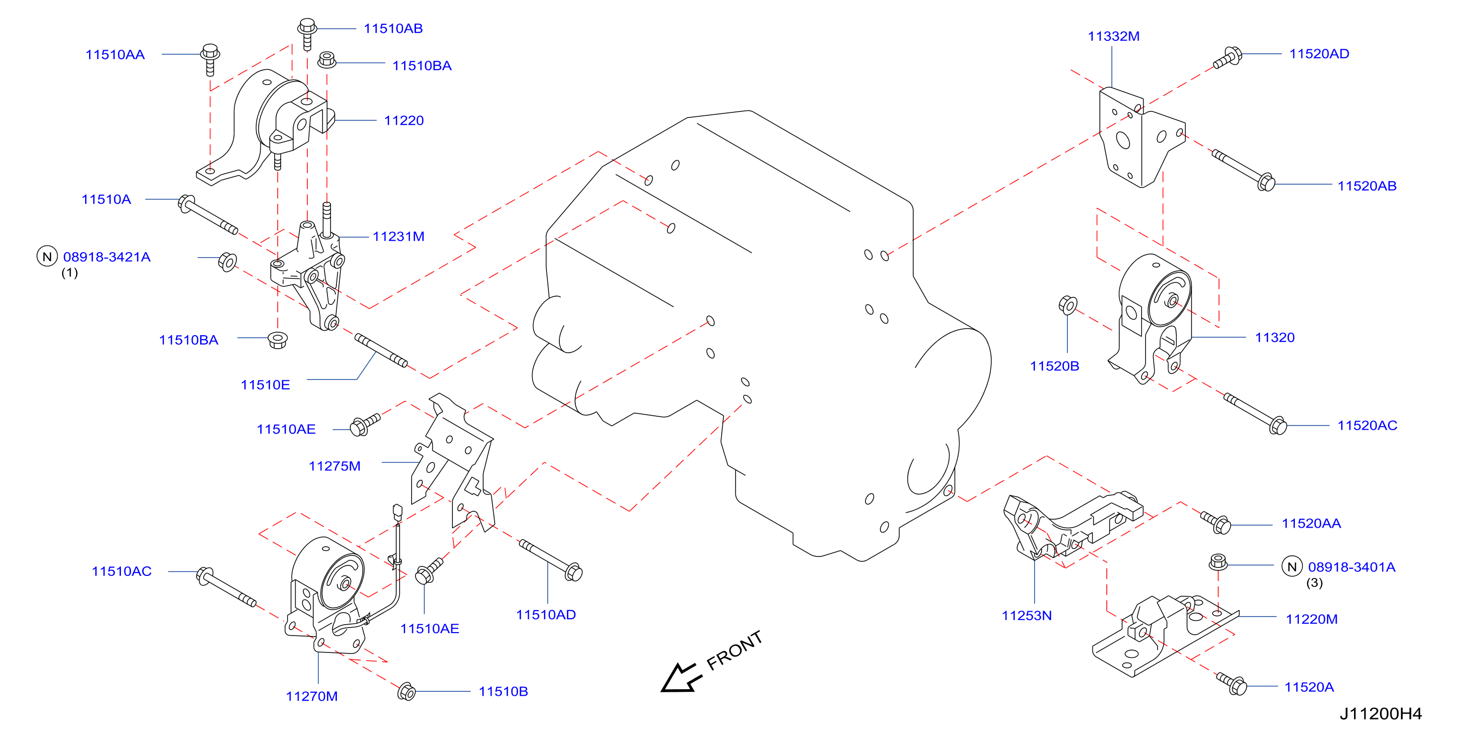 Diagram MONTAJE MOTOR Y TRANSMISSIÓN for your 2014 Nissan Maxima   