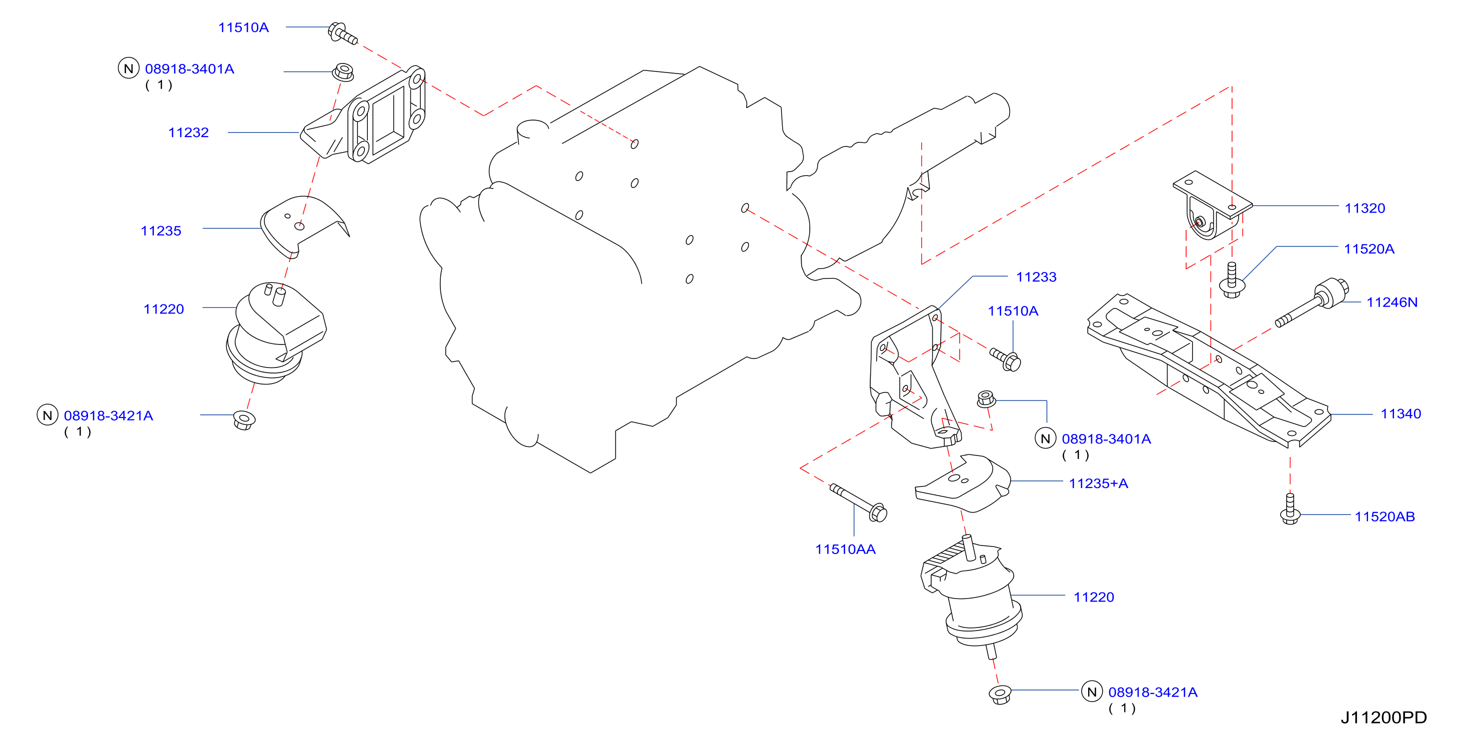 Diagram MONTAJE MOTOR Y TRANSMISSIÓN for your 2015 Nissan NV (High Roof / Standard Roof)   