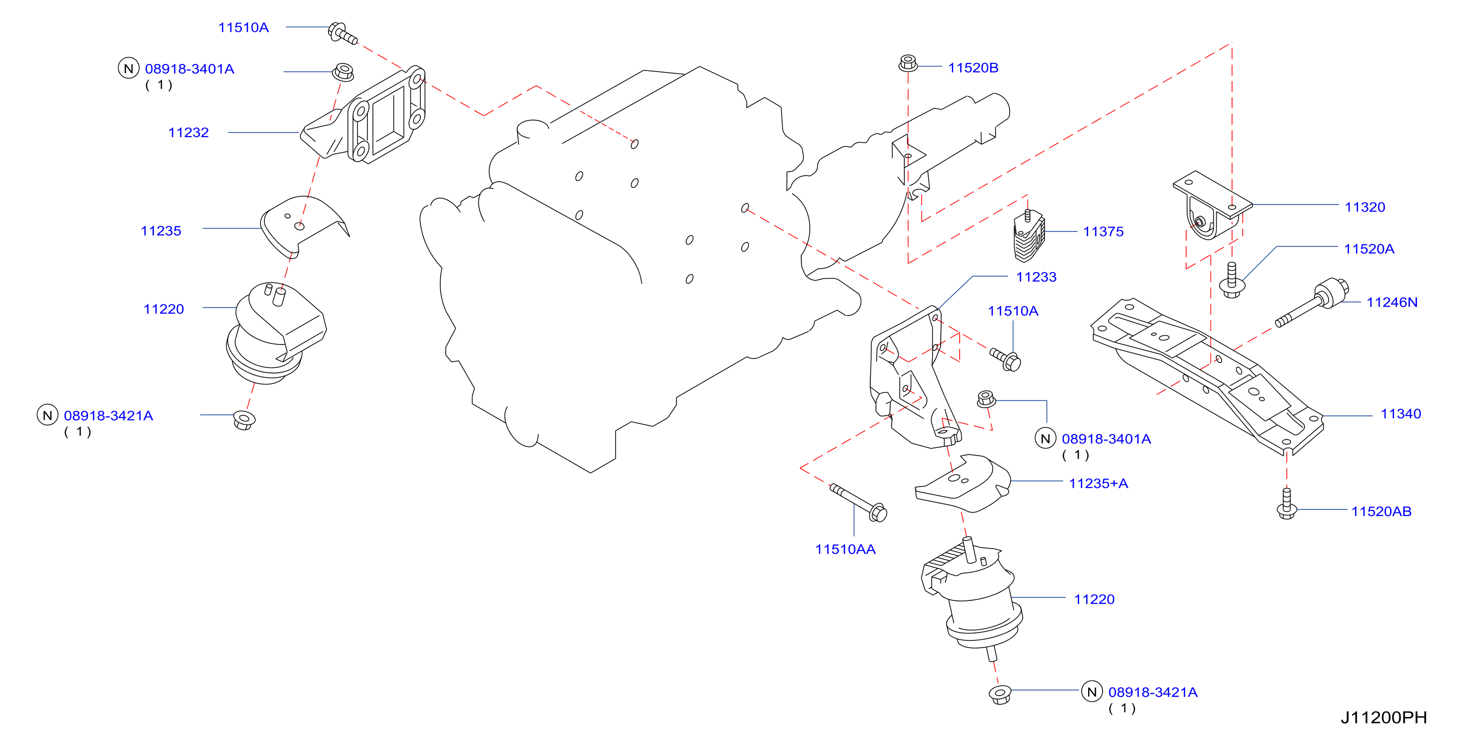 Diagram MONTAJE MOTOR Y TRANSMISSIÓN for your 2015 Nissan NV (High Roof / Standard Roof)   