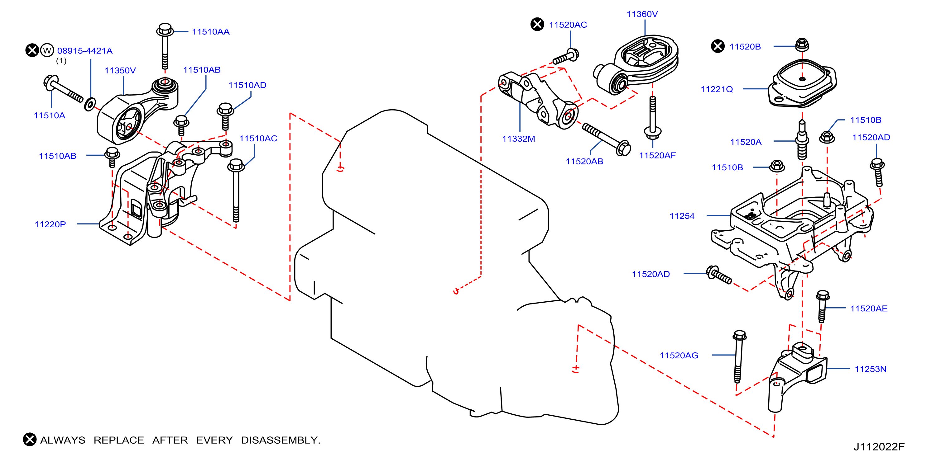 Diagram MONTAJE MOTOR Y TRANSMISSIÓN for your 2012 Nissan Juke UPPER  