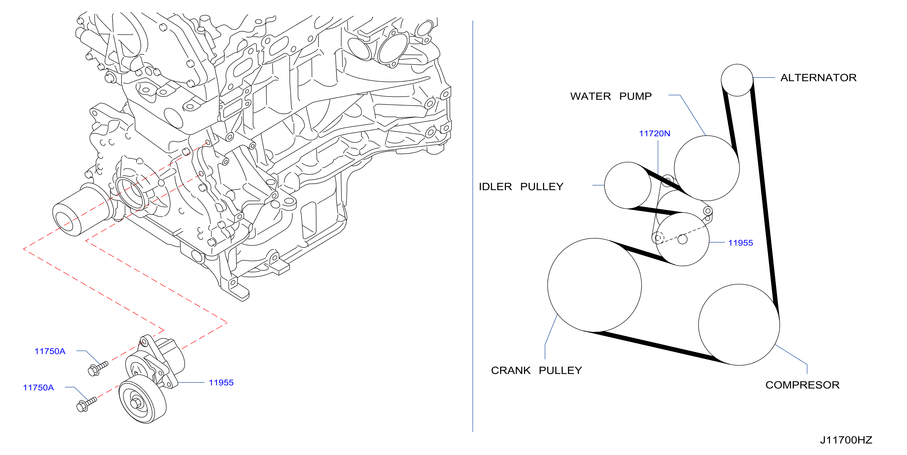 2001 nissan deals sentra belt tensioner