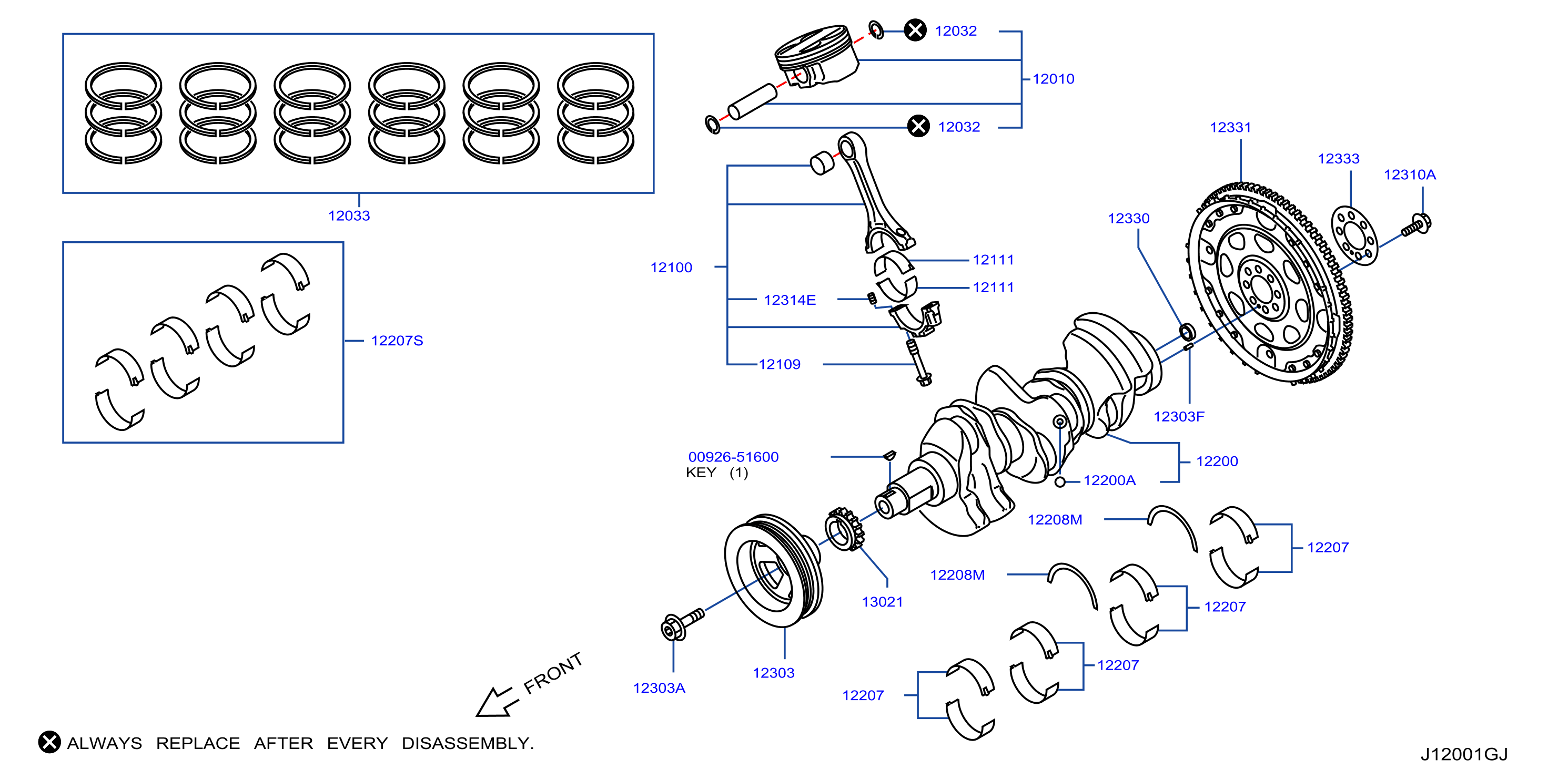 Diagram PISTON, CIGUEÑAL Y VOLANTE MOT for your INFINITI
