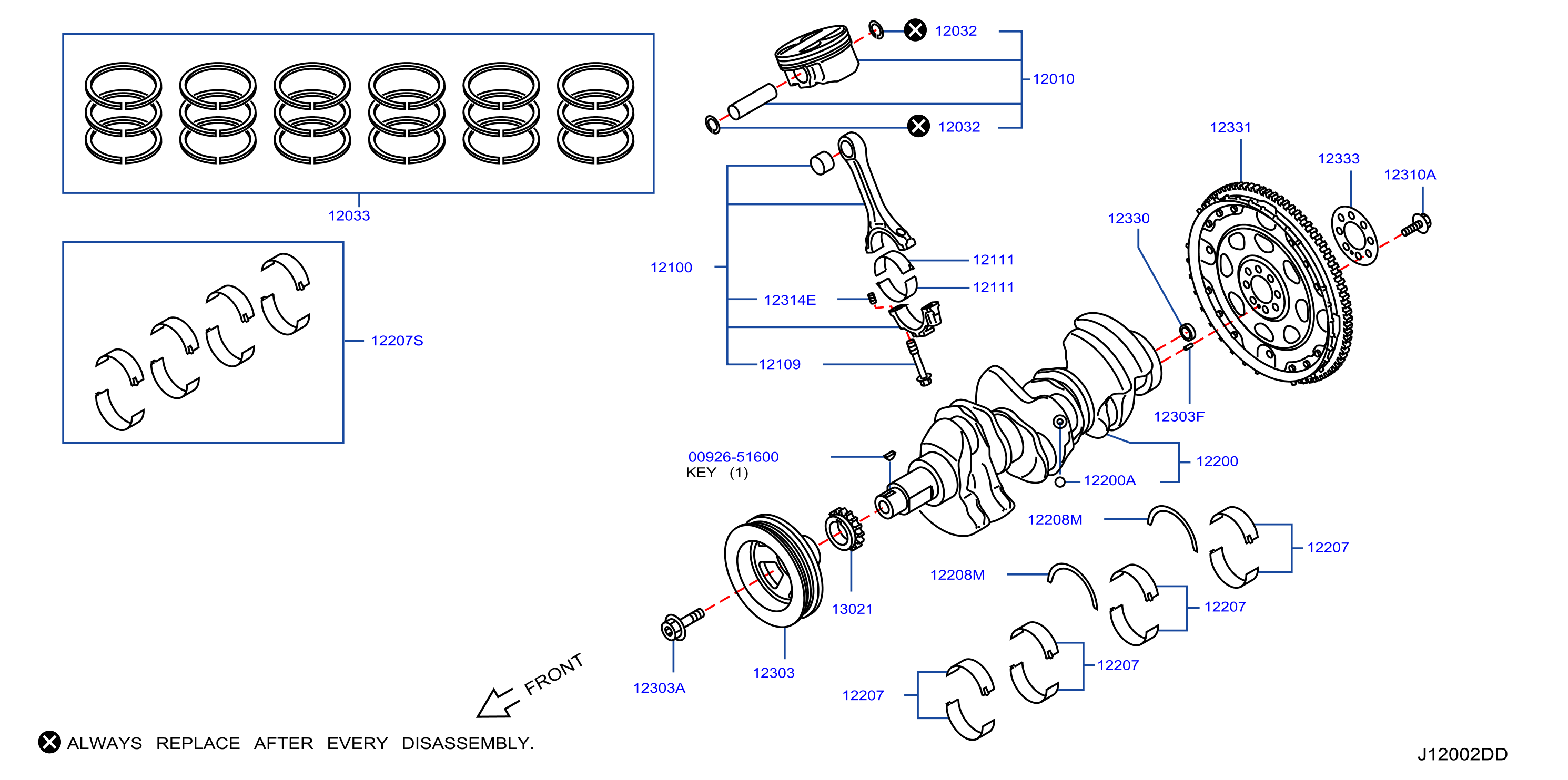 Diagram PISTON,CRANKSHAFT & FLYWHEEL for your 2007 INFINITI M35   