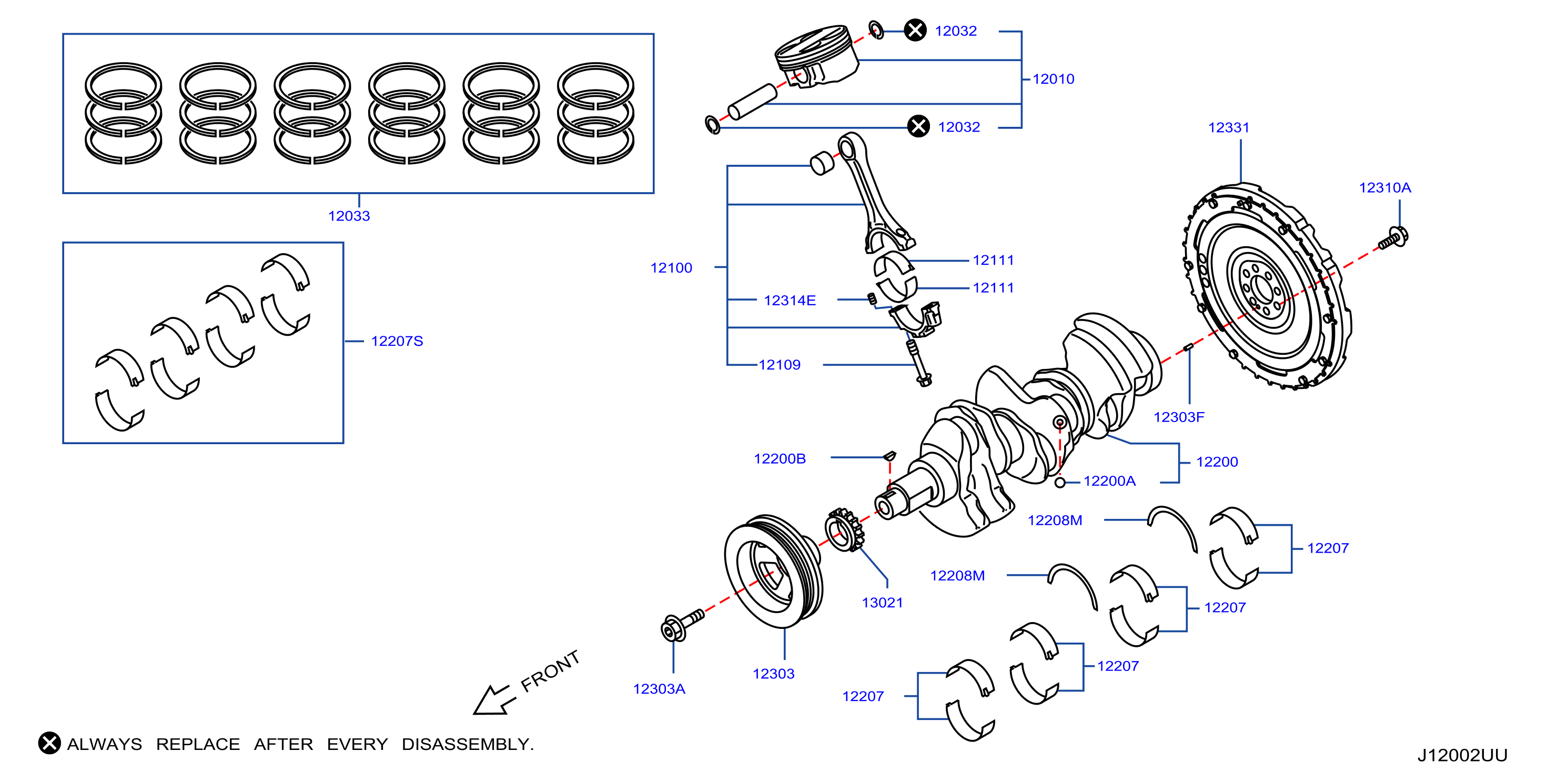 Diagram PISTON, CIGUEÑAL Y VOLANTE MOT for your 2015 INFINITI M70 SEDAN PREMIUM PACKAGE Hybrid 