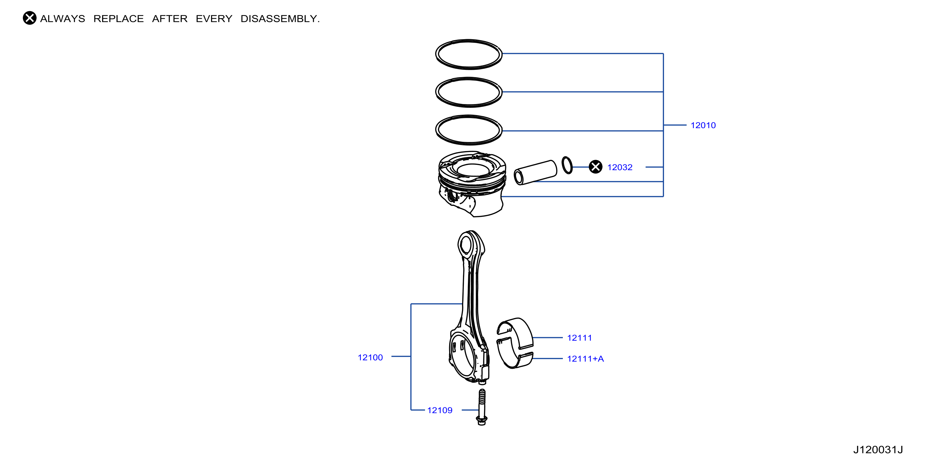 Diagram PISTON, CIGUEÑAL Y VOLANTE MOT for your INFINITI