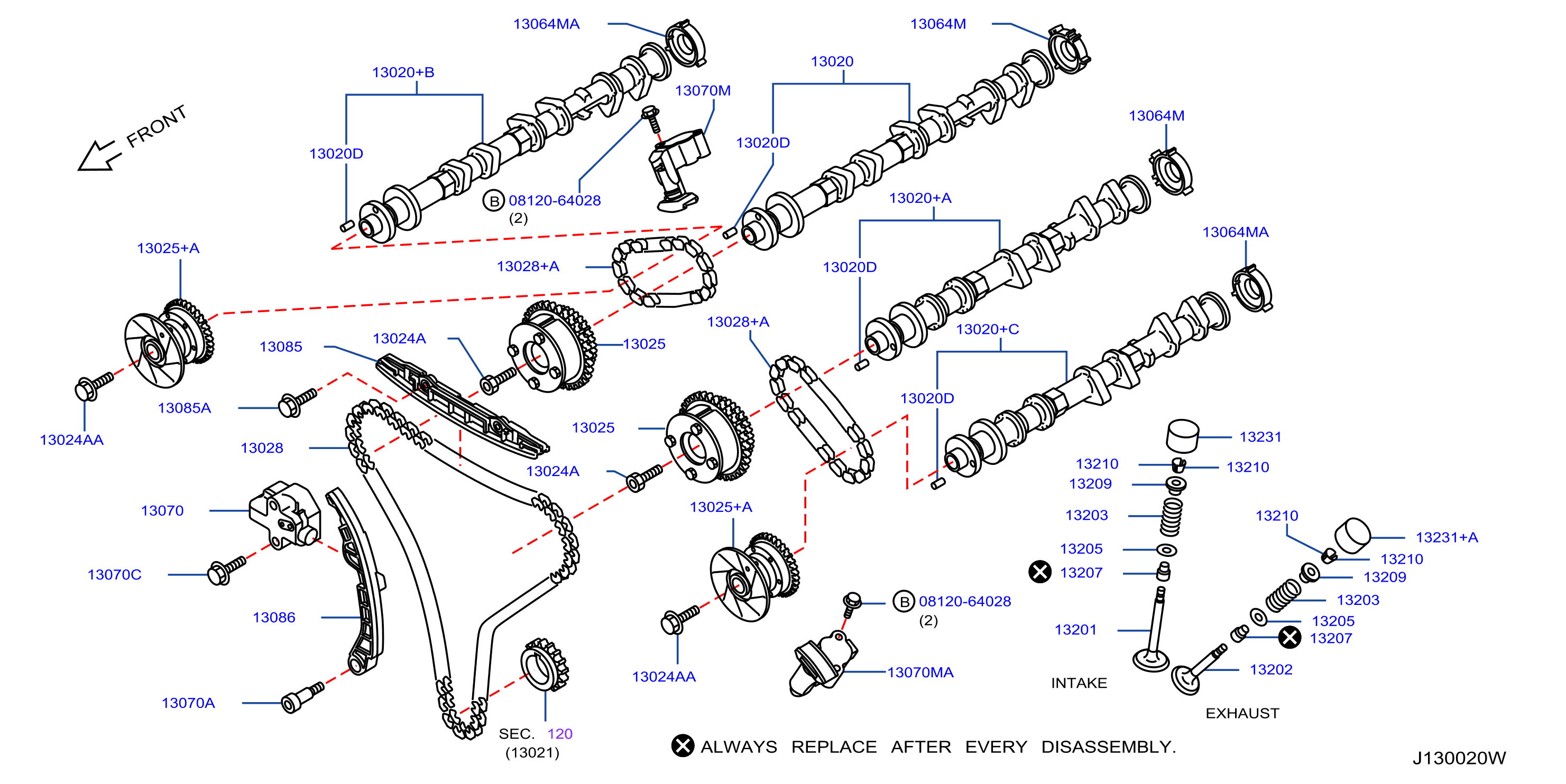 Diagram CAMSHAFT & VALVE MECHANISM for your INFINITI M56  