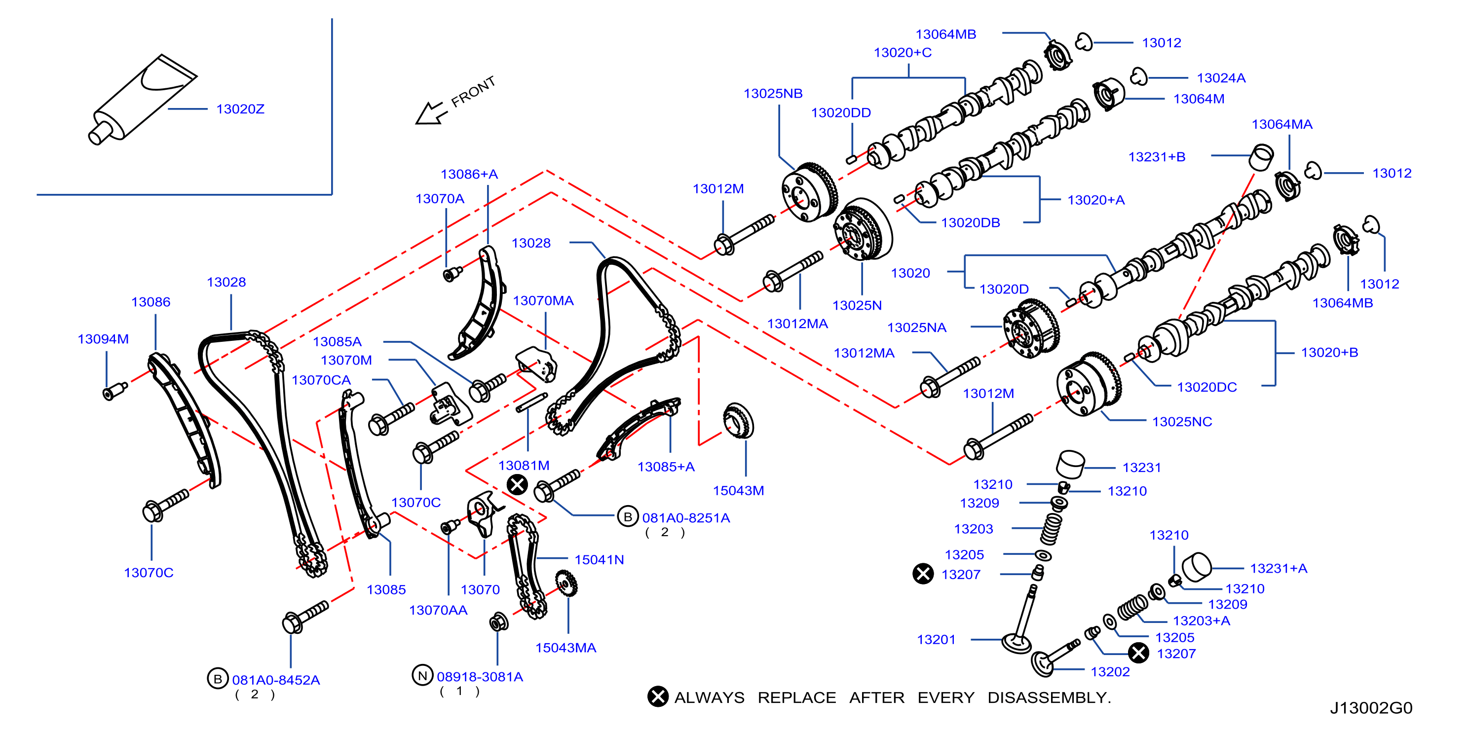Diagram ÁLBOL DE LEVAS Y MECANISMO DE VÁLVULAS for your INFINITI