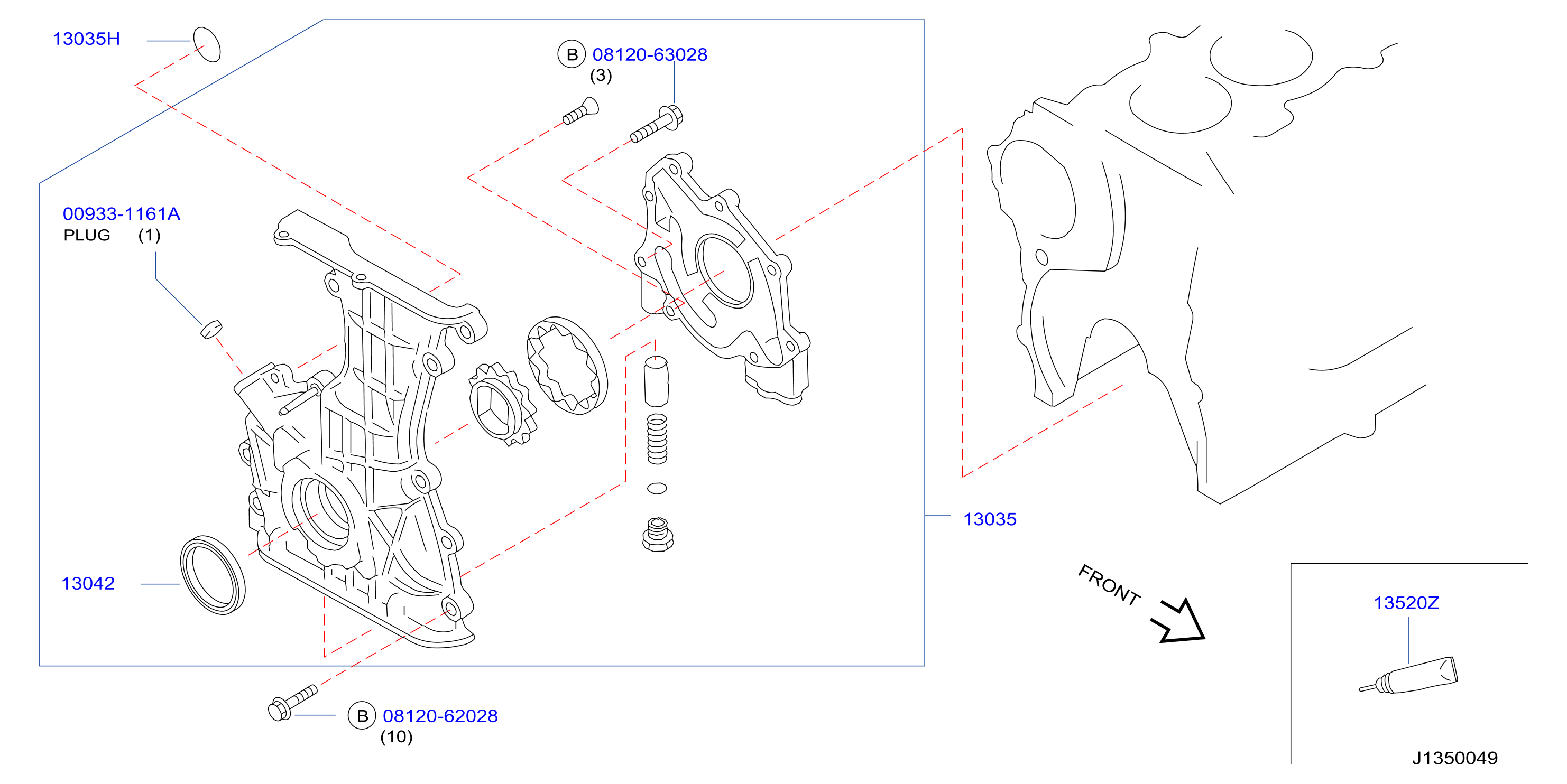Diagram CUBIERTA DEL, BOMBA VACÍO Y FIJACIÓN for your 2003 Nissan Maxima   