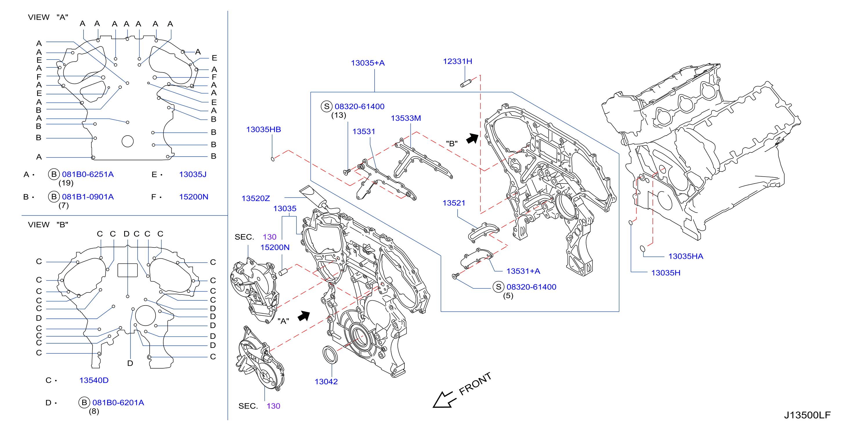 Diagram CUBIERTA DEL, BOMBA VACÍO Y FIJACIÓN for your 2003 Nissan Maxima   