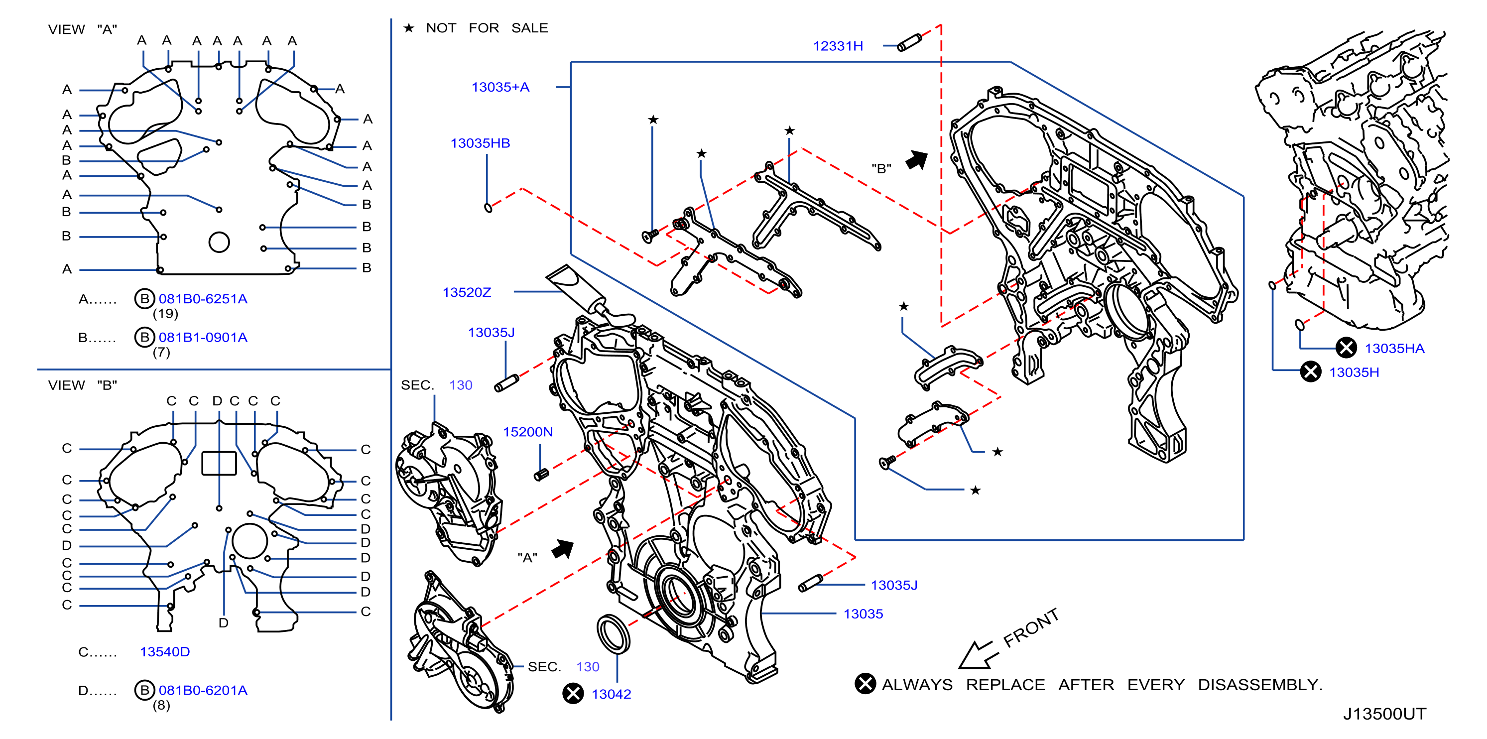 Diagram CUBIERTA DEL, BOMBA VACÍO Y FIJACIÓN for your 2003 Nissan Maxima   