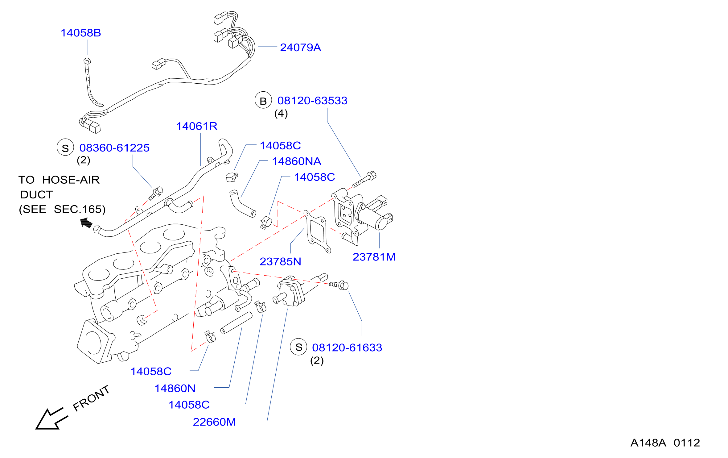 Diagram SECONDARY AIR SYSTEM for your Nissan 240SX  