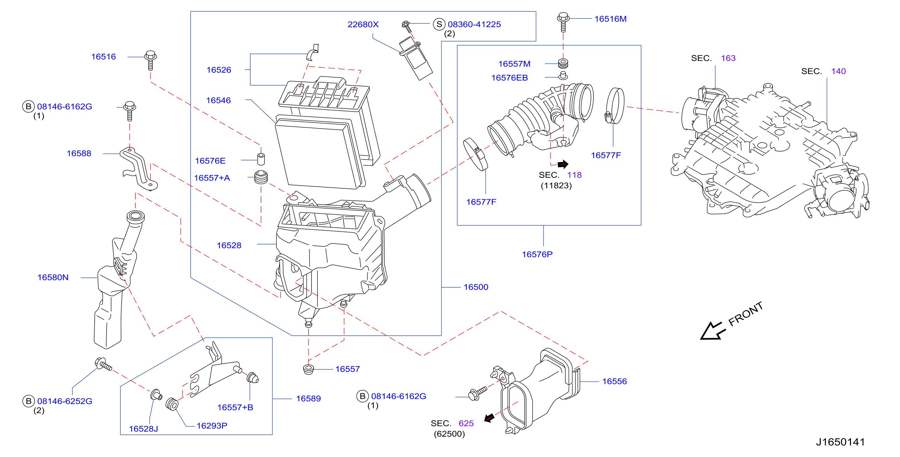 Diagram AIR CLEANER for your INFINITI Q40  