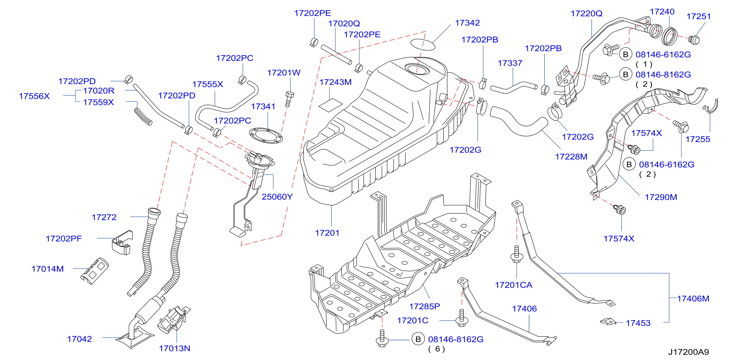 Diagram FUEL TANK for your 2006 Nissan Pathfinder   