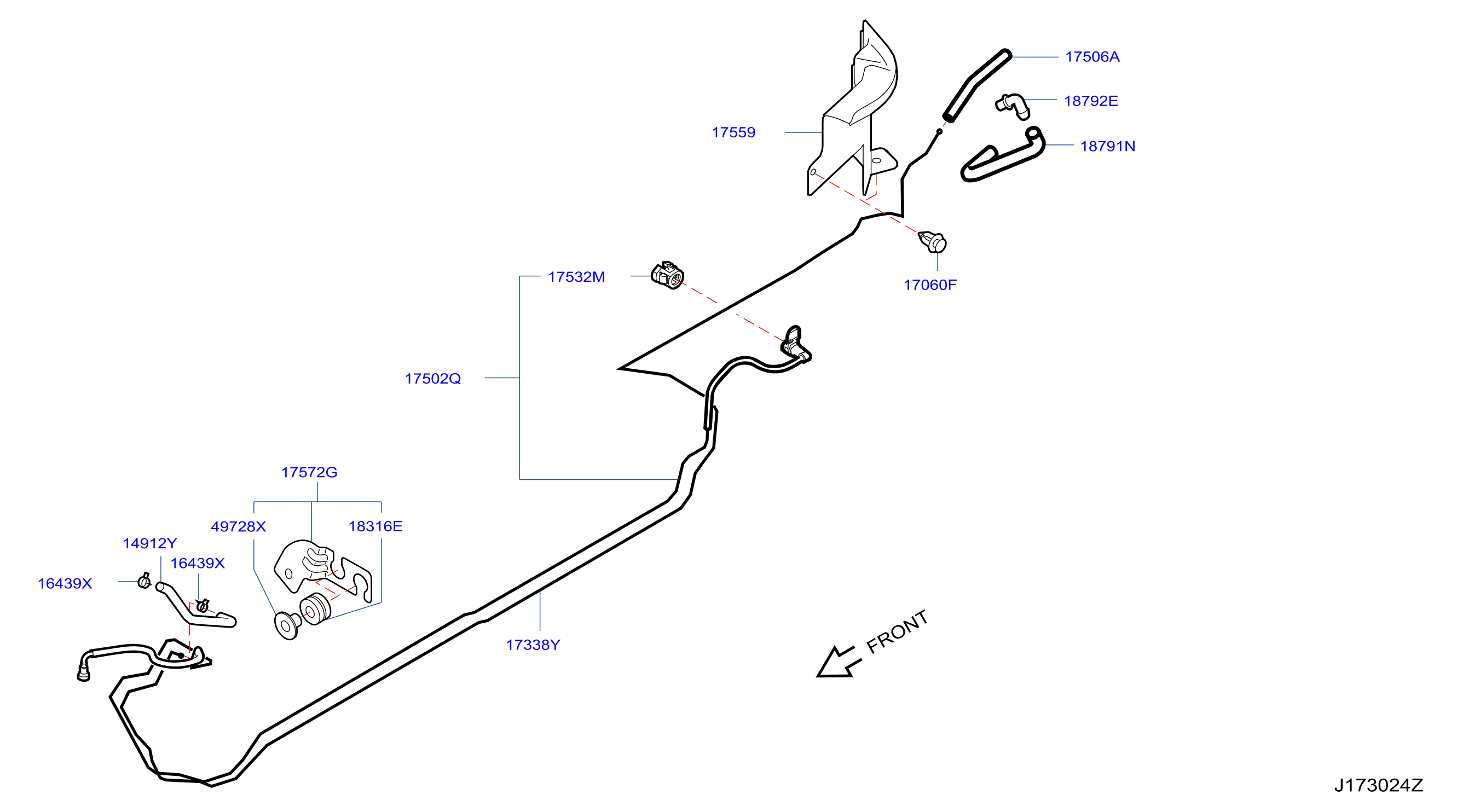 Diagram TUBERÍA DE COMBUSTIBLE for your 2012 Nissan Rogue HATCHBACK S 2.5L CVT 4WD 
