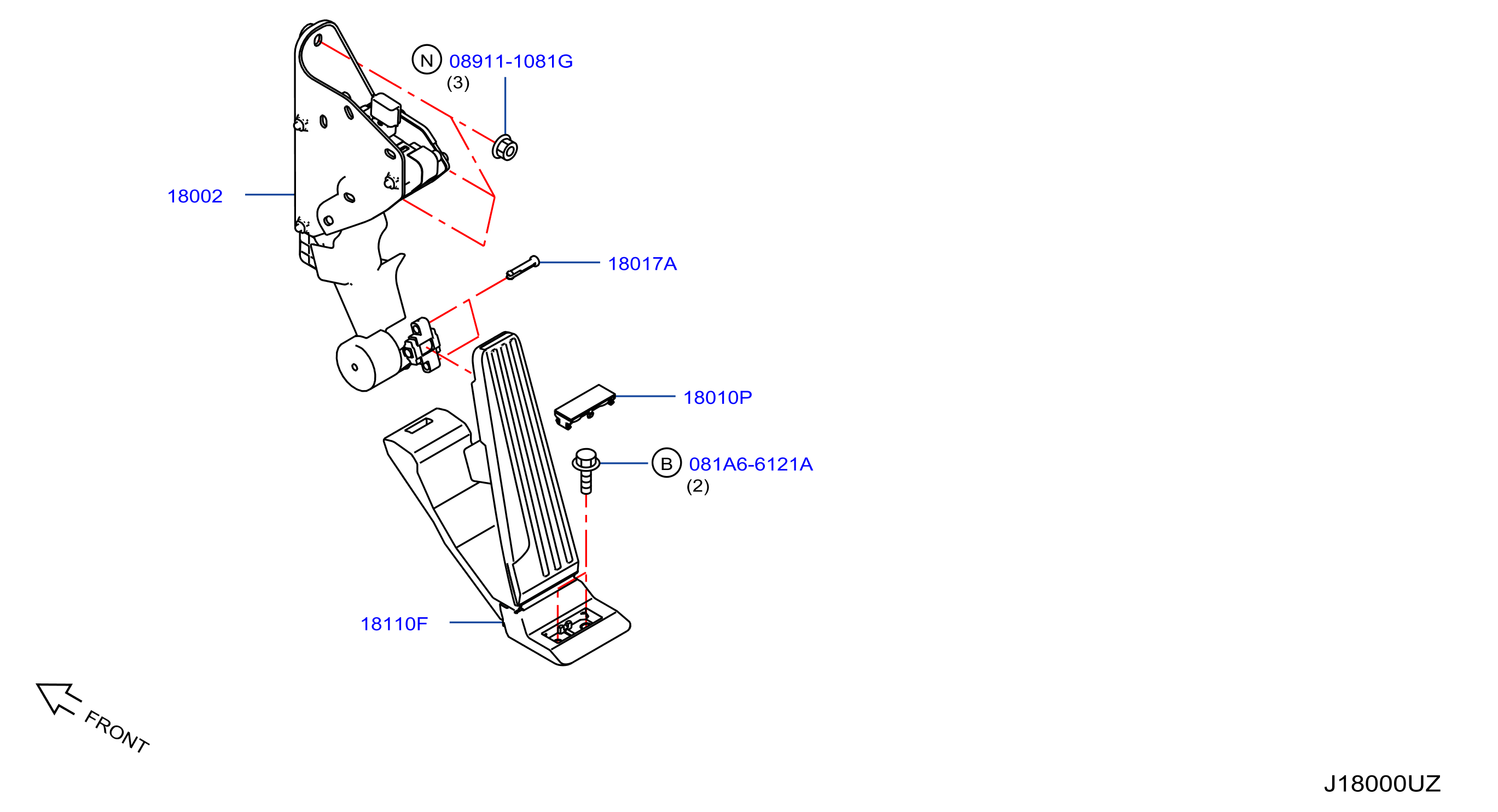Diagram ACCELERATOR LINKAGE for your 2019 INFINITI QX50 2.0L VC-Turbo CVT 4WD/AWD WAGON ESSENTIAL 