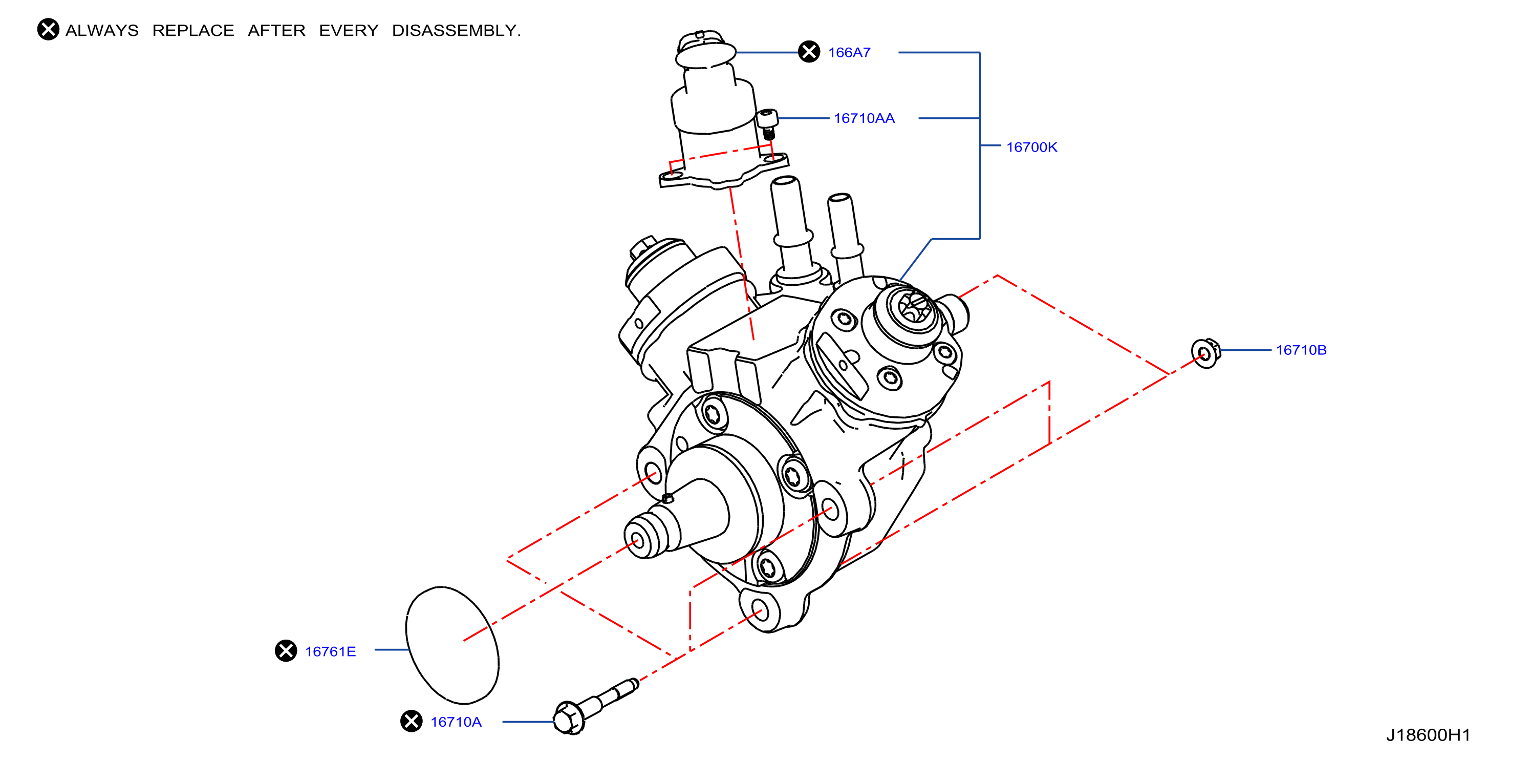 Nissan Titan Seal O Ring. DIESEL, FUEL, INJECTION, PUMP - 16701-EZ40A