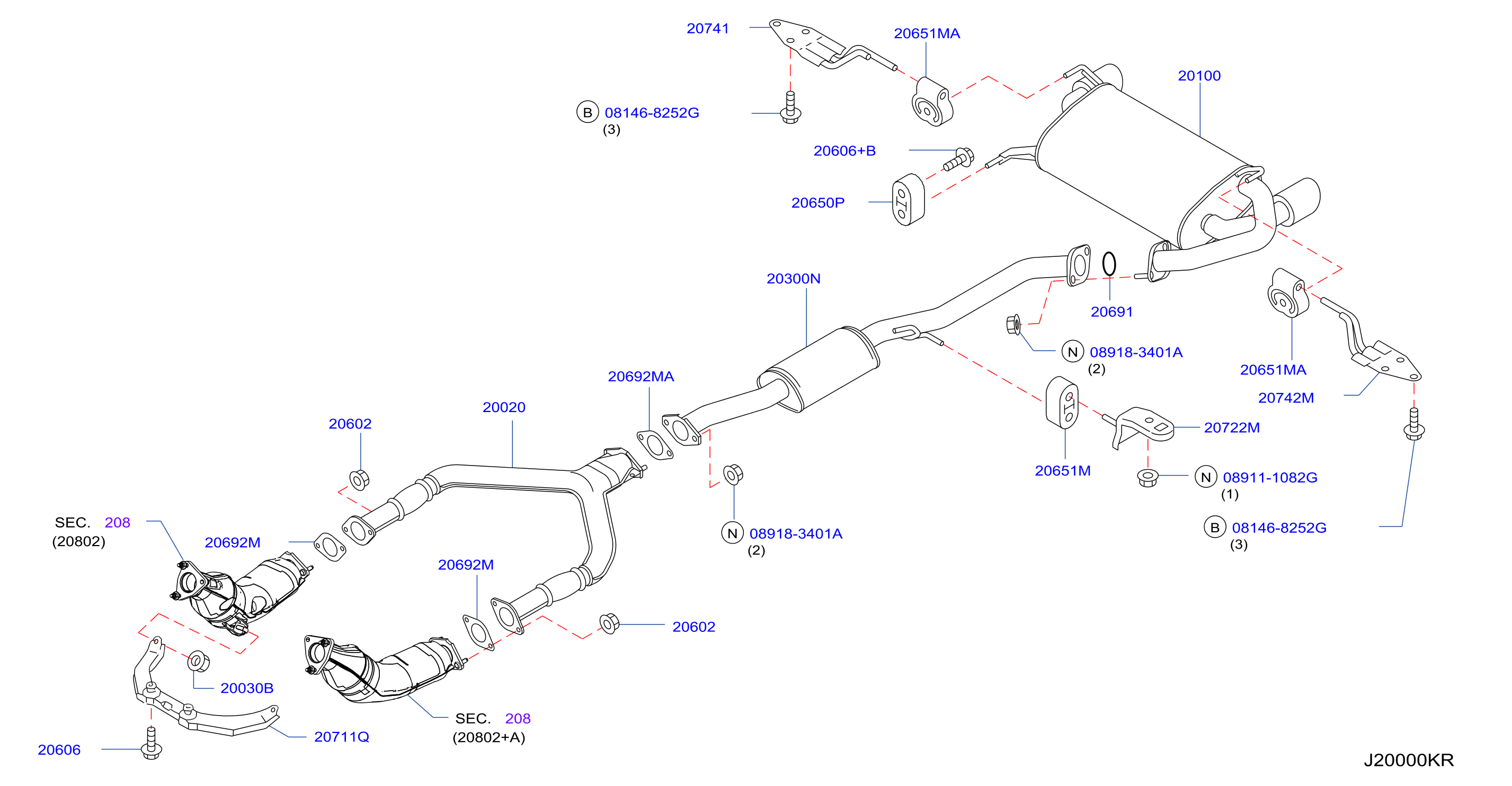 Diagram EXHAUST TUBE & MUFFLER for your 2008 INFINITI M45  SEDAN TECHNOLOGY 