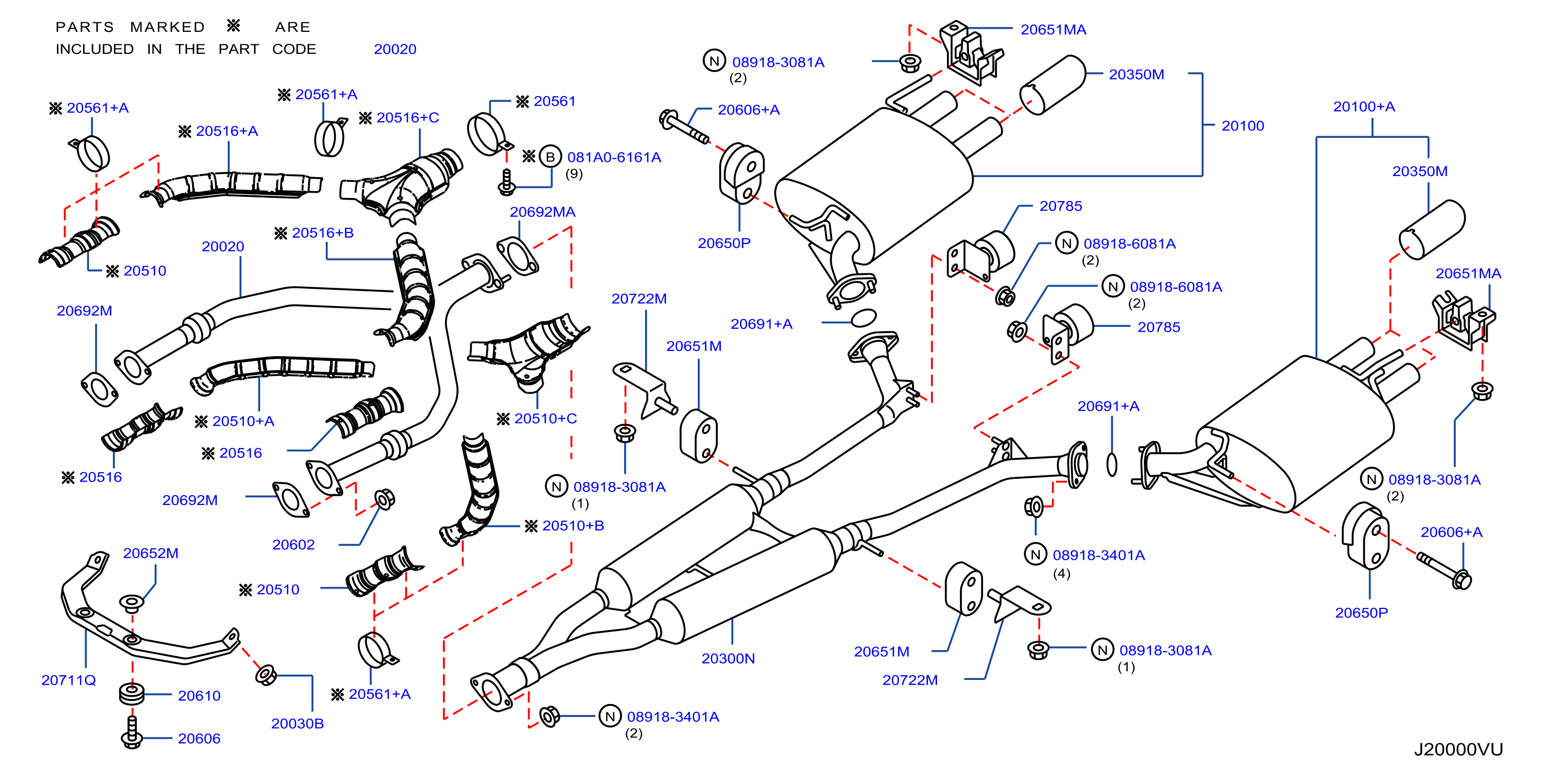 Diagram EXHAUST TUBE & MUFFLER for your 2006 INFINITI M35   