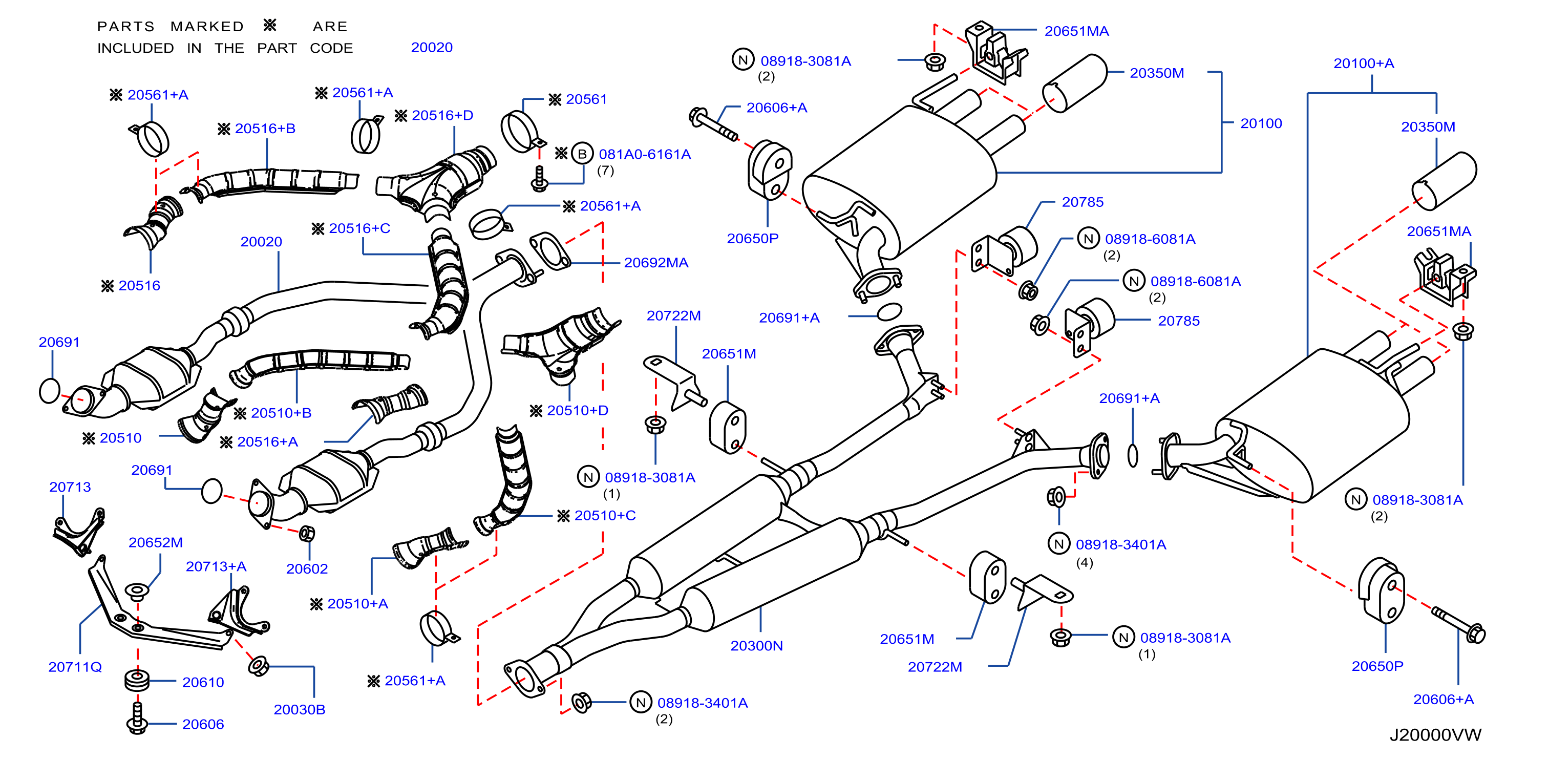Diagram EXHAUST TUBE & MUFFLER for your 2007 INFINITI M45   