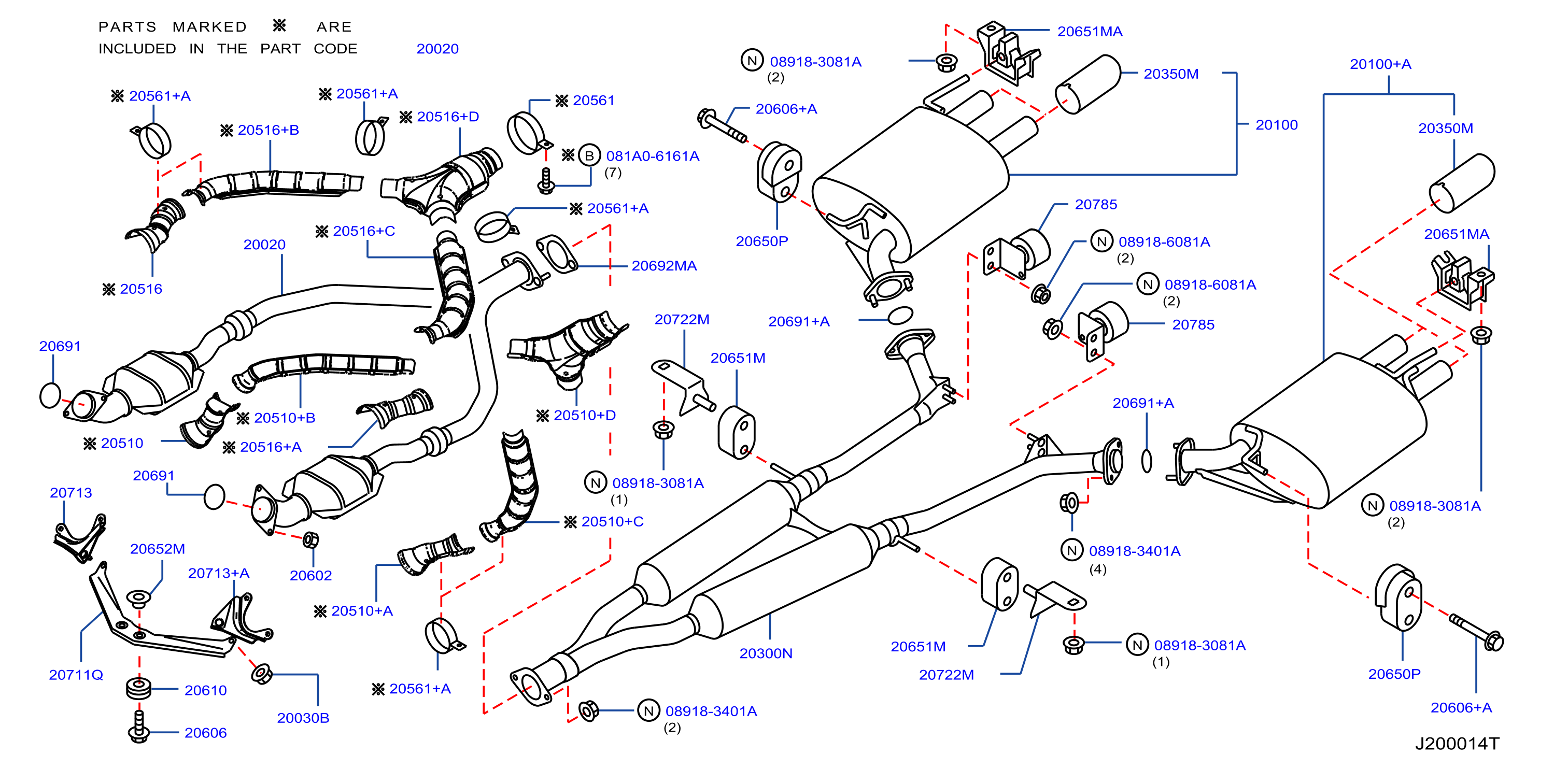 Diagram EXHAUST TUBE & MUFFLER for your 2008 INFINITI FX35   