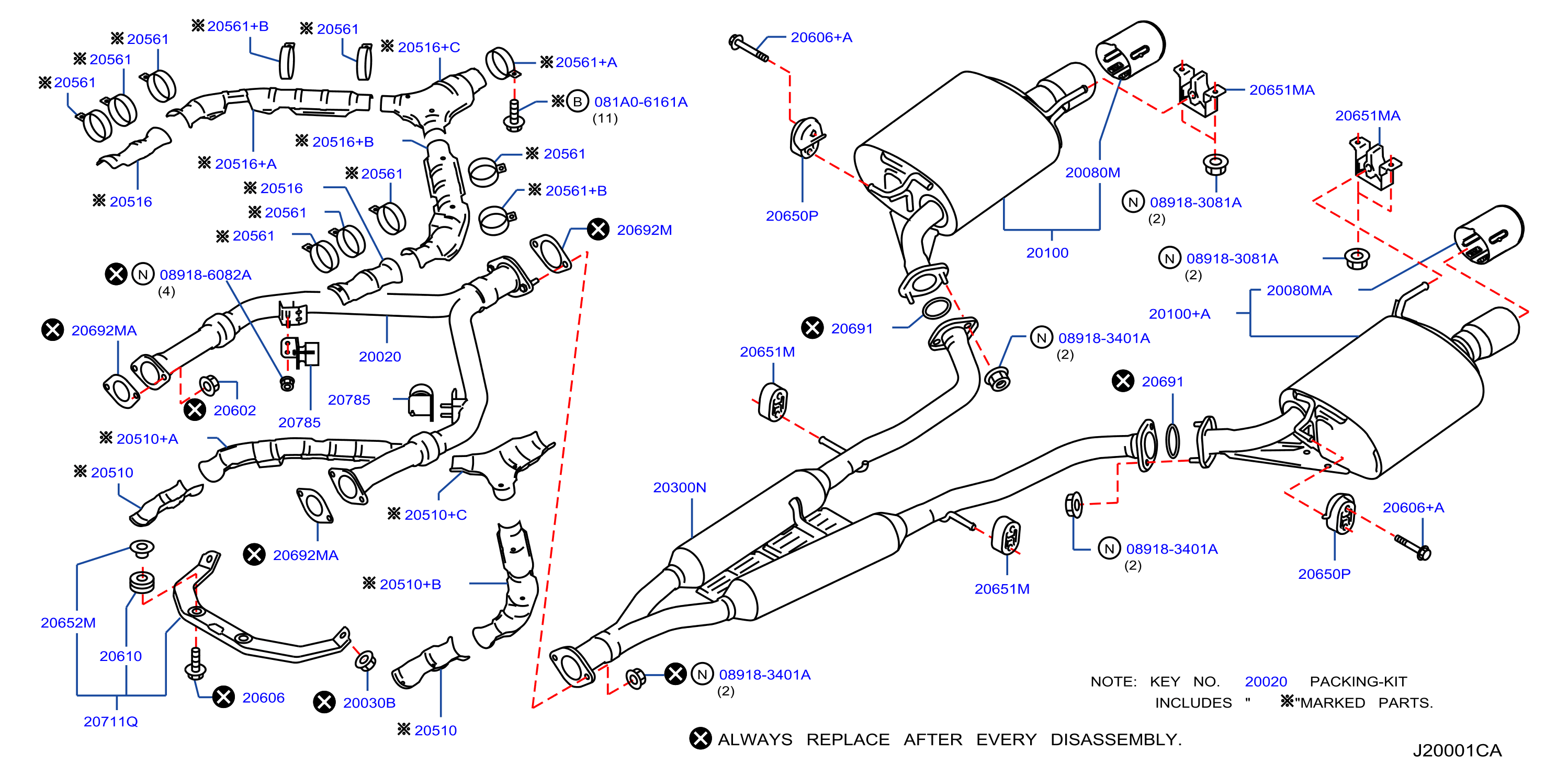 Diagram EXHAUST TUBE & MUFFLER for your 1996 INFINITI