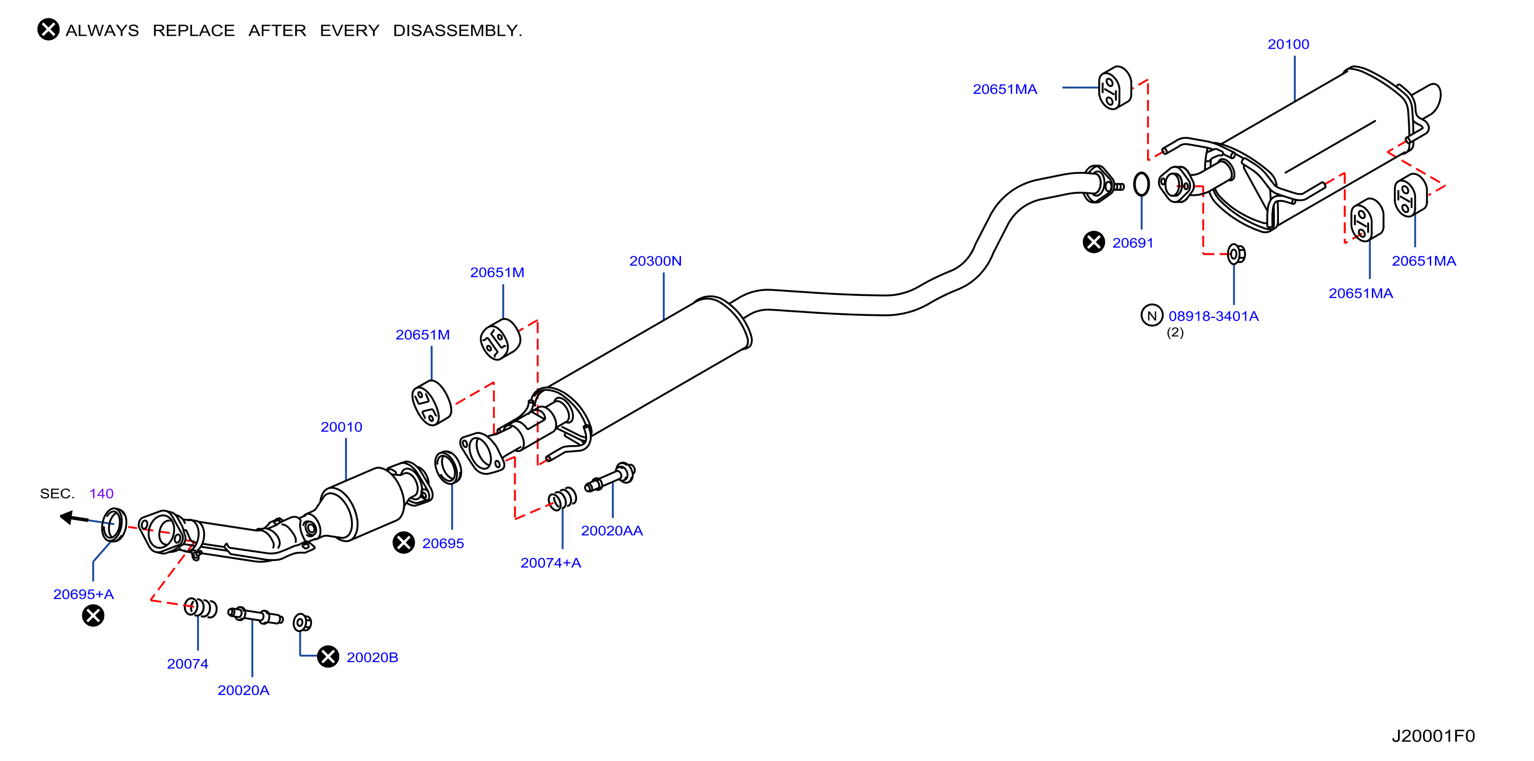Diagram TUBO DE ESCAPE Y SILENCIADOR for your 2016 Nissan Juke UPPER  