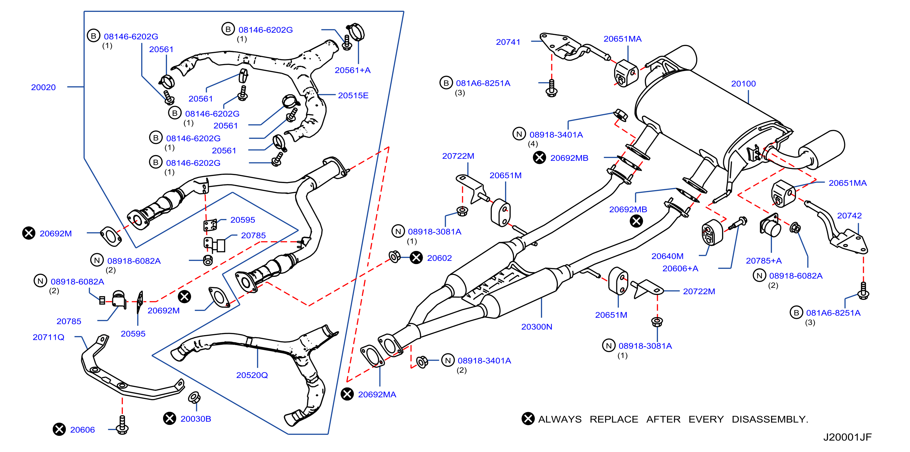 Diagram TUBO DE ESCAPE Y SILENCIADOR for your 2019 INFINITI Q70 BASE  