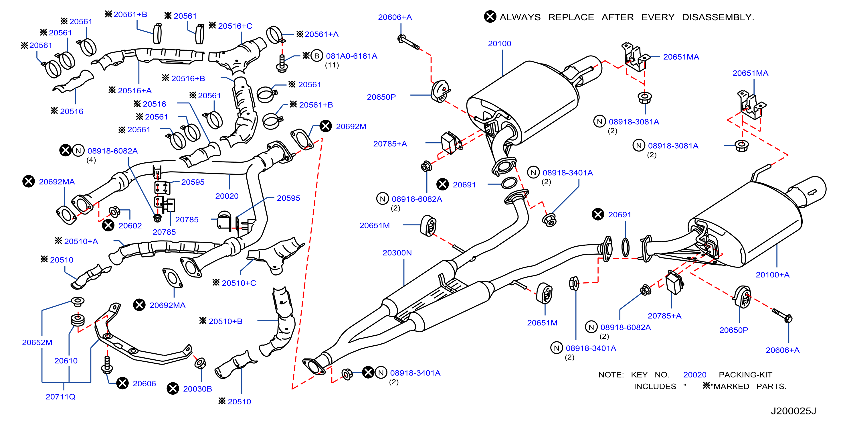 Diagram EXHAUST TUBE & MUFFLER for your 1996 INFINITI