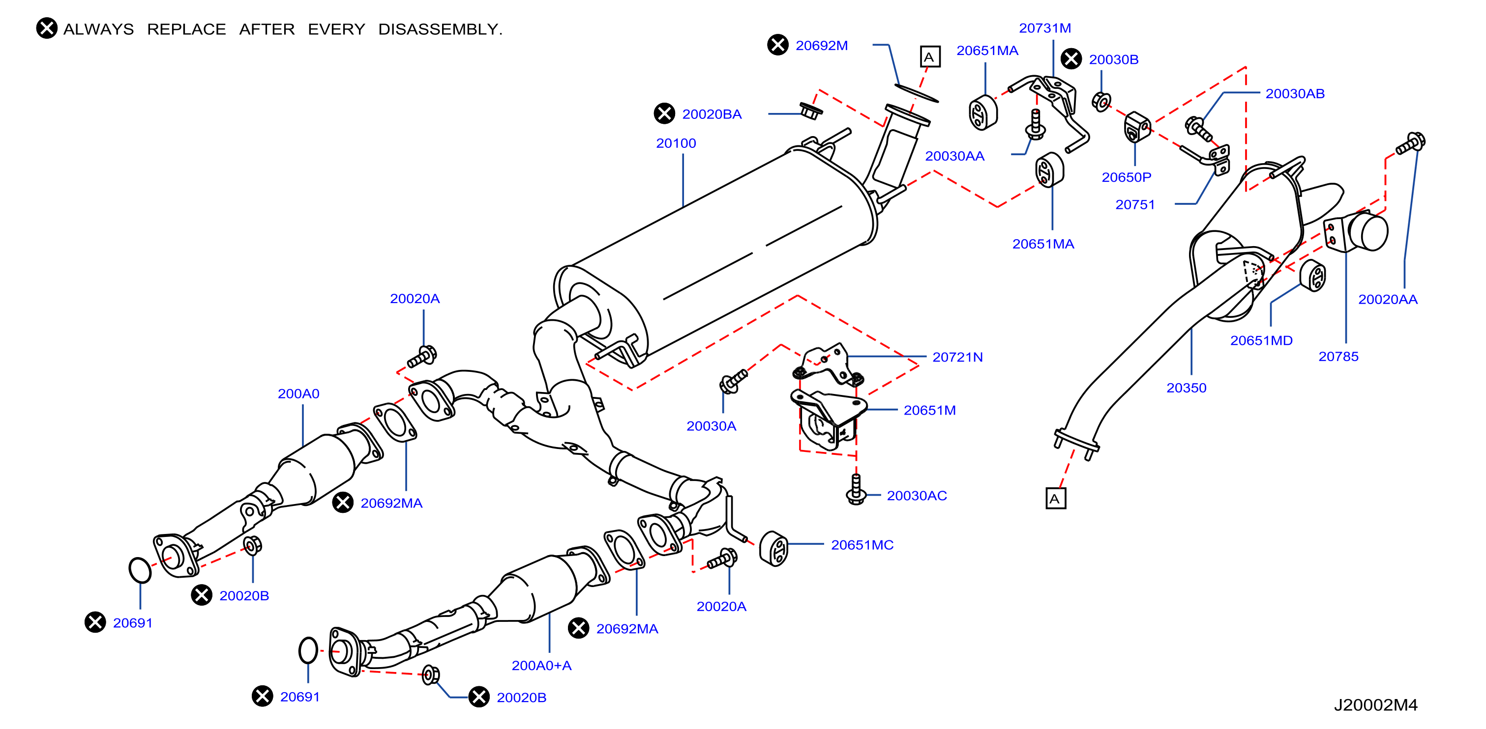 Diagram EXHAUST TUBE & MUFFLER for your 2004 Nissan Armada   